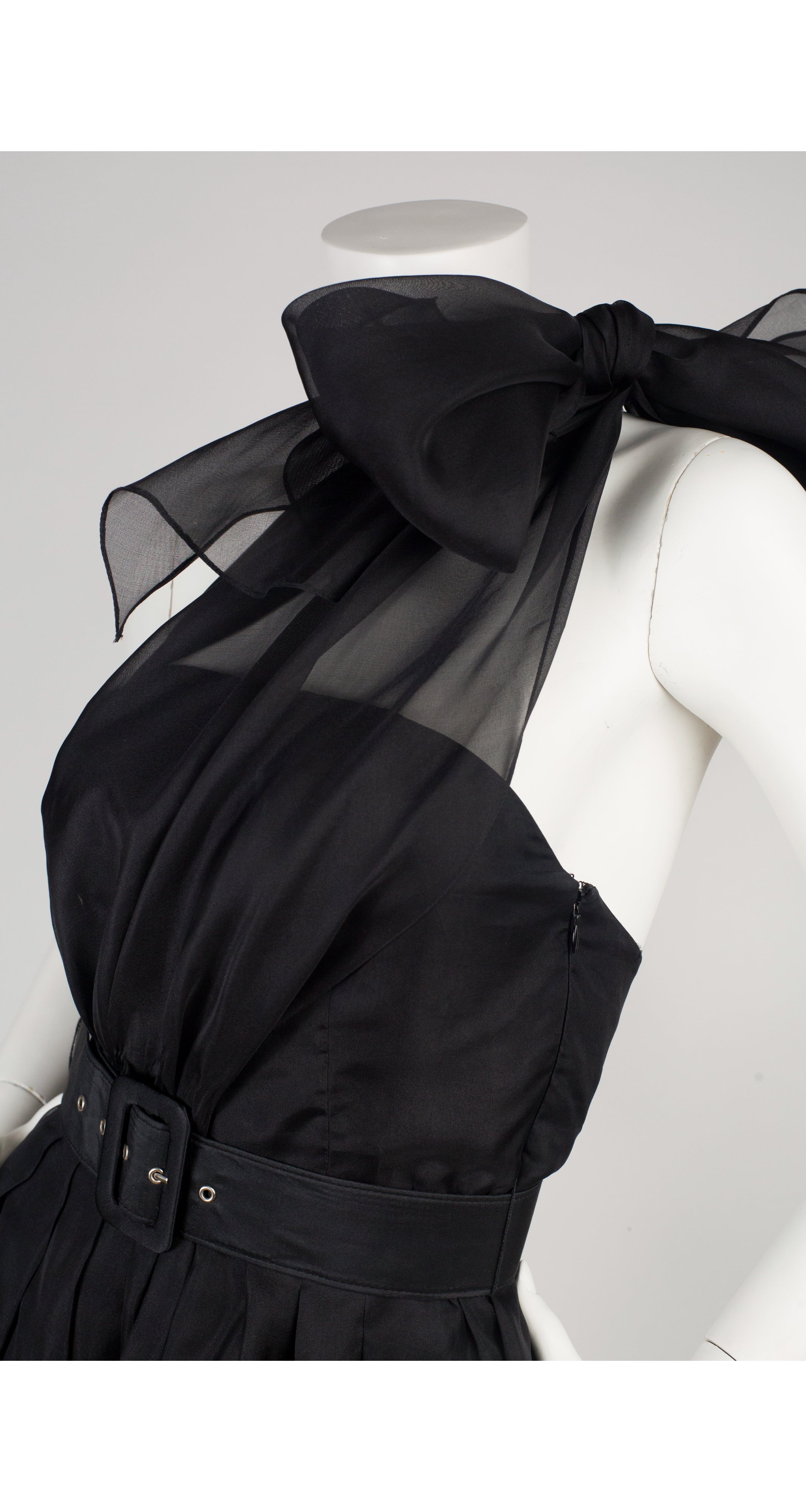 Black Silk Organza One-Shoulder Cocktail Dress