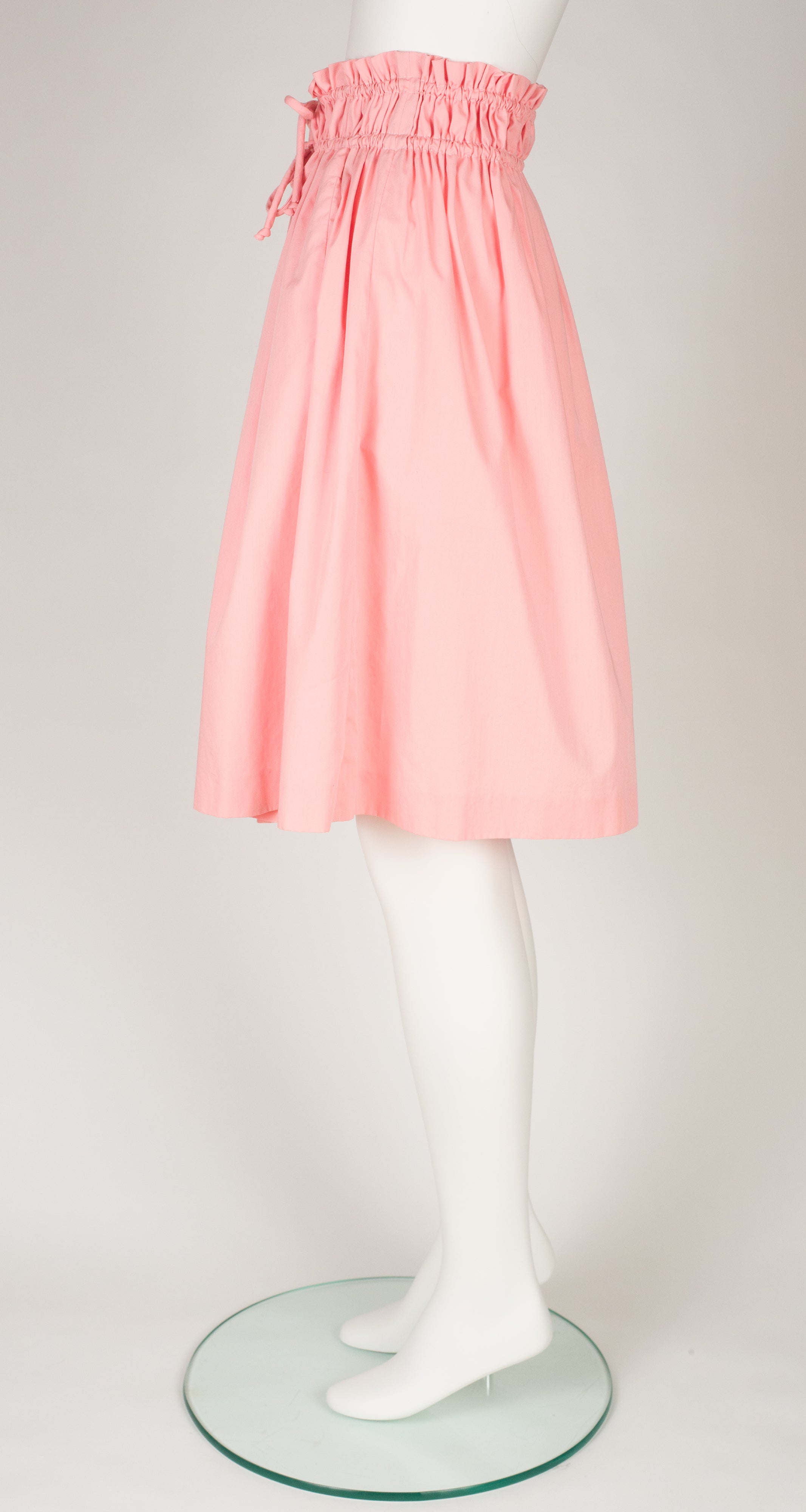 1980s Pink Cotton Paper Bag High-Waisted Skirt