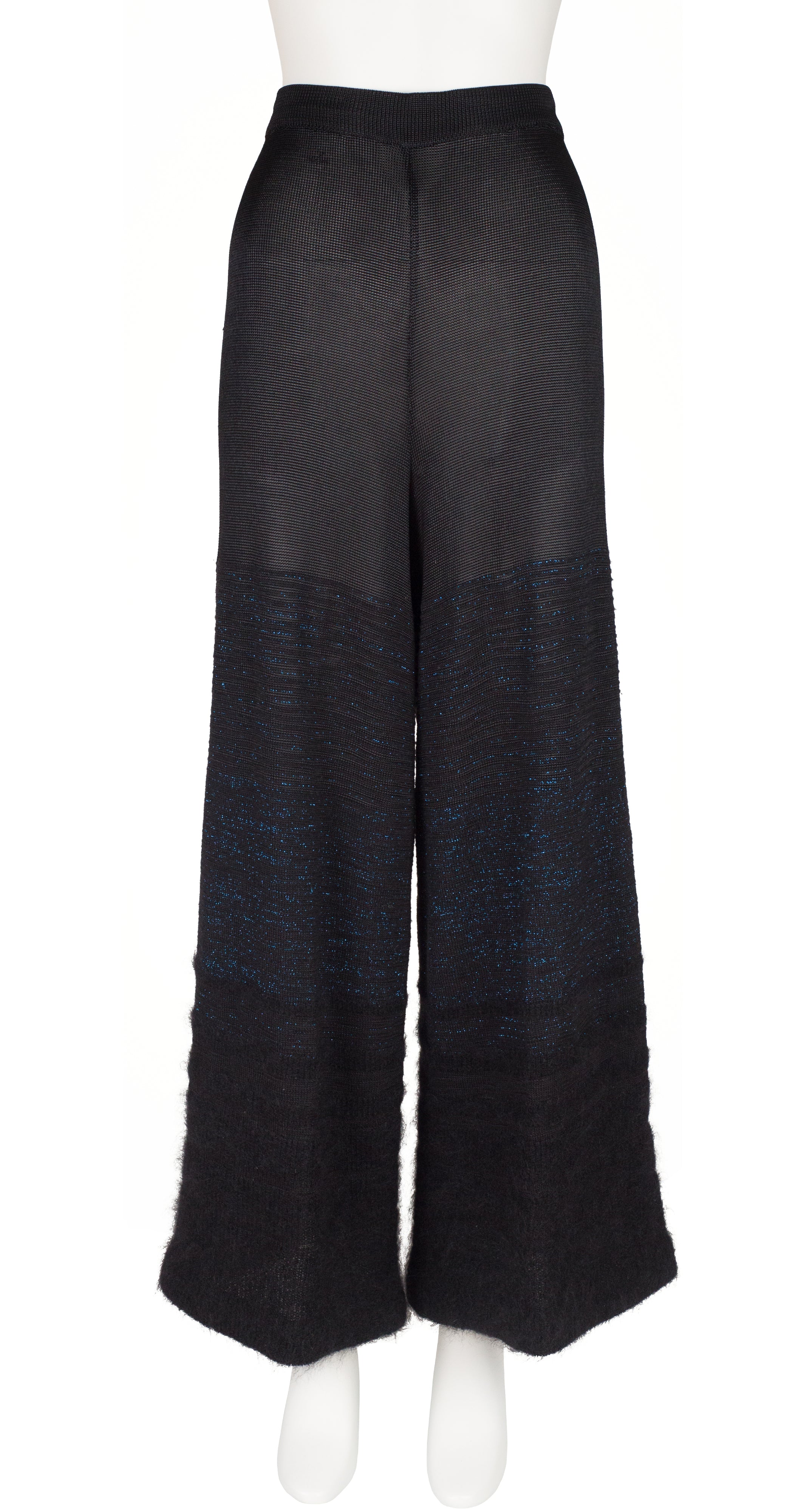 1990s Rayon Lurex Knit & Mohair Wide-Leg Pants