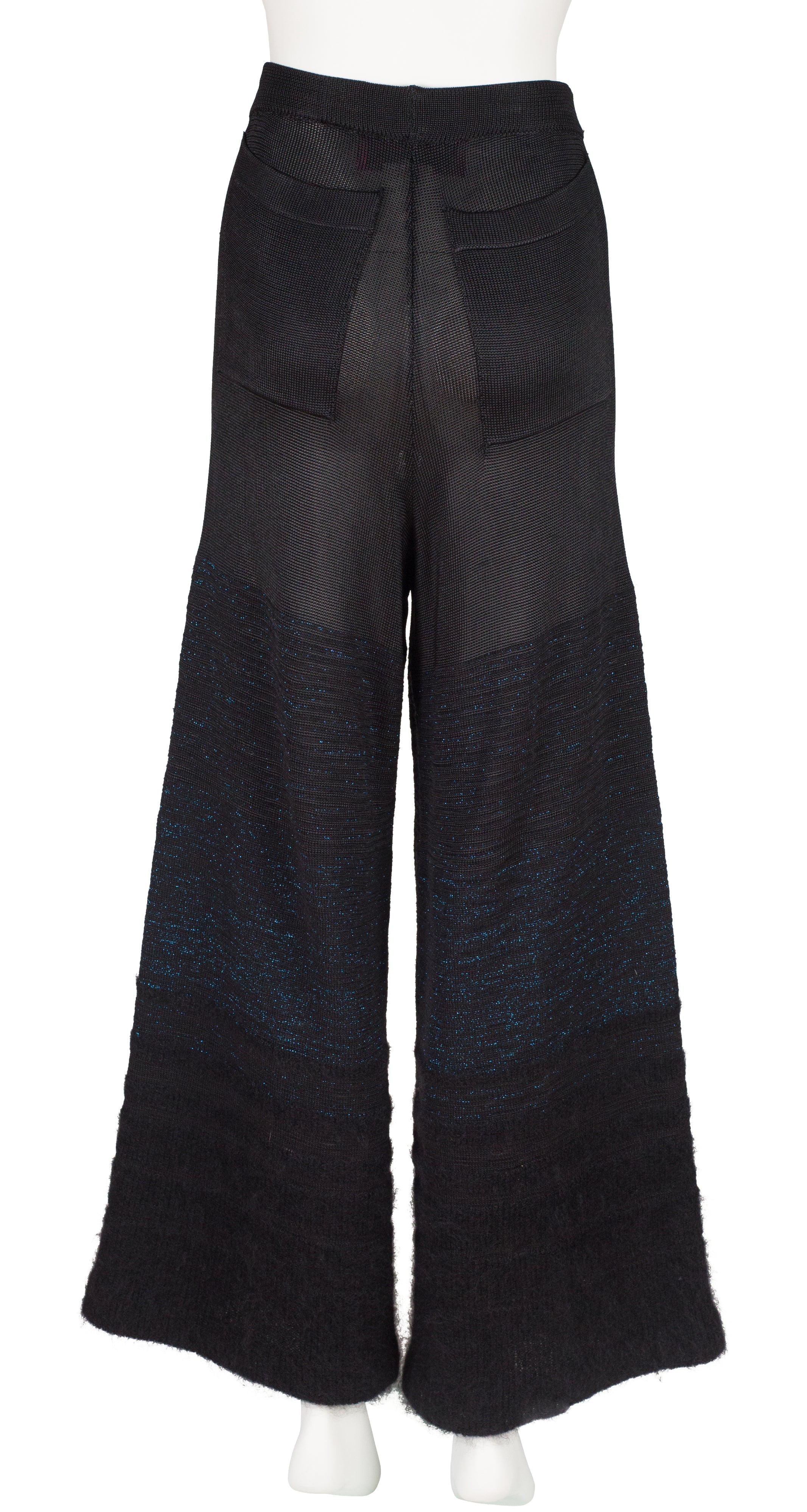 1990s Rayon Lurex Knit & Mohair Wide-Leg Pants
