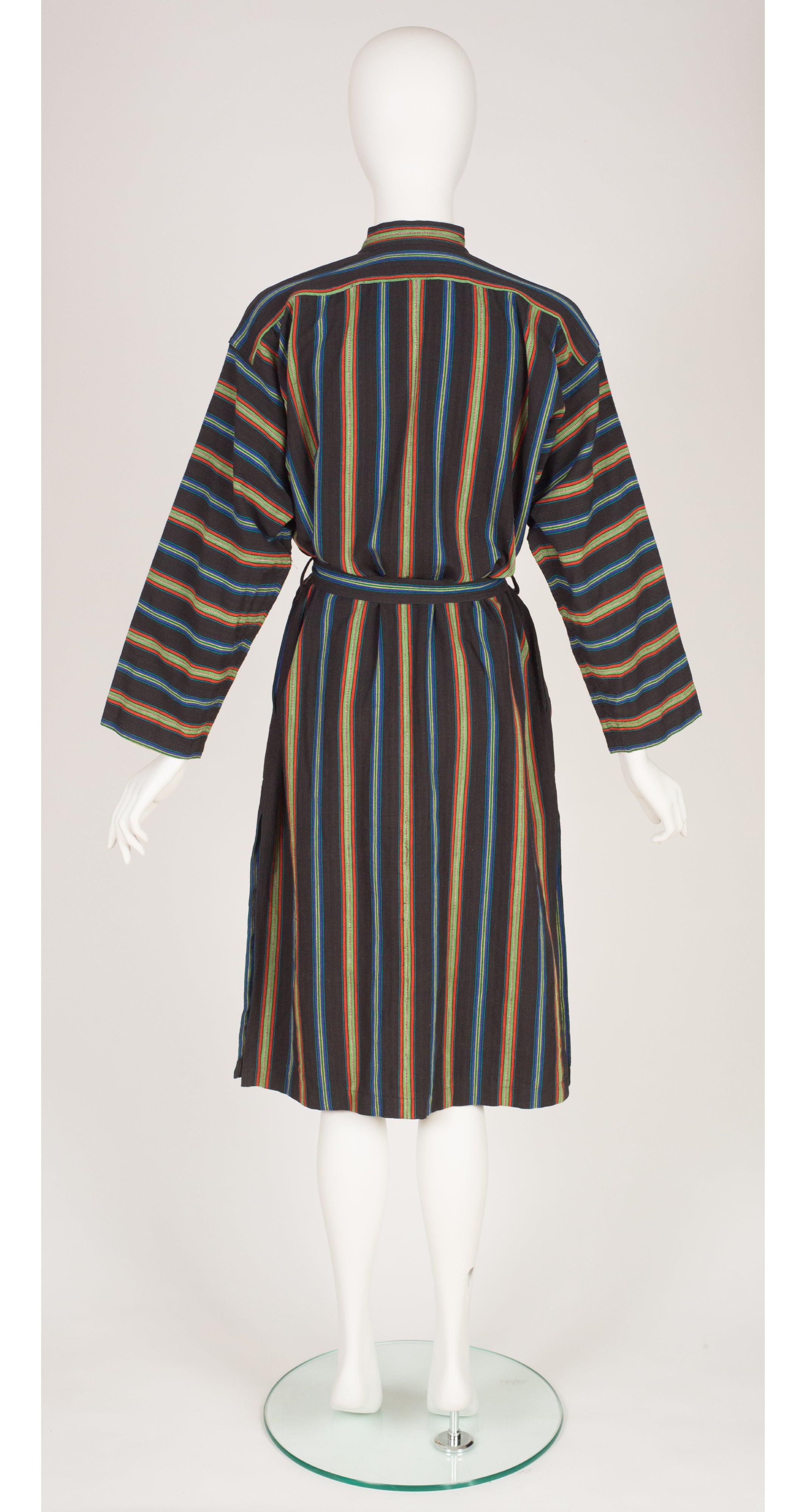 1979 S/S Striped Woven Cotton Belted Shirt Dress