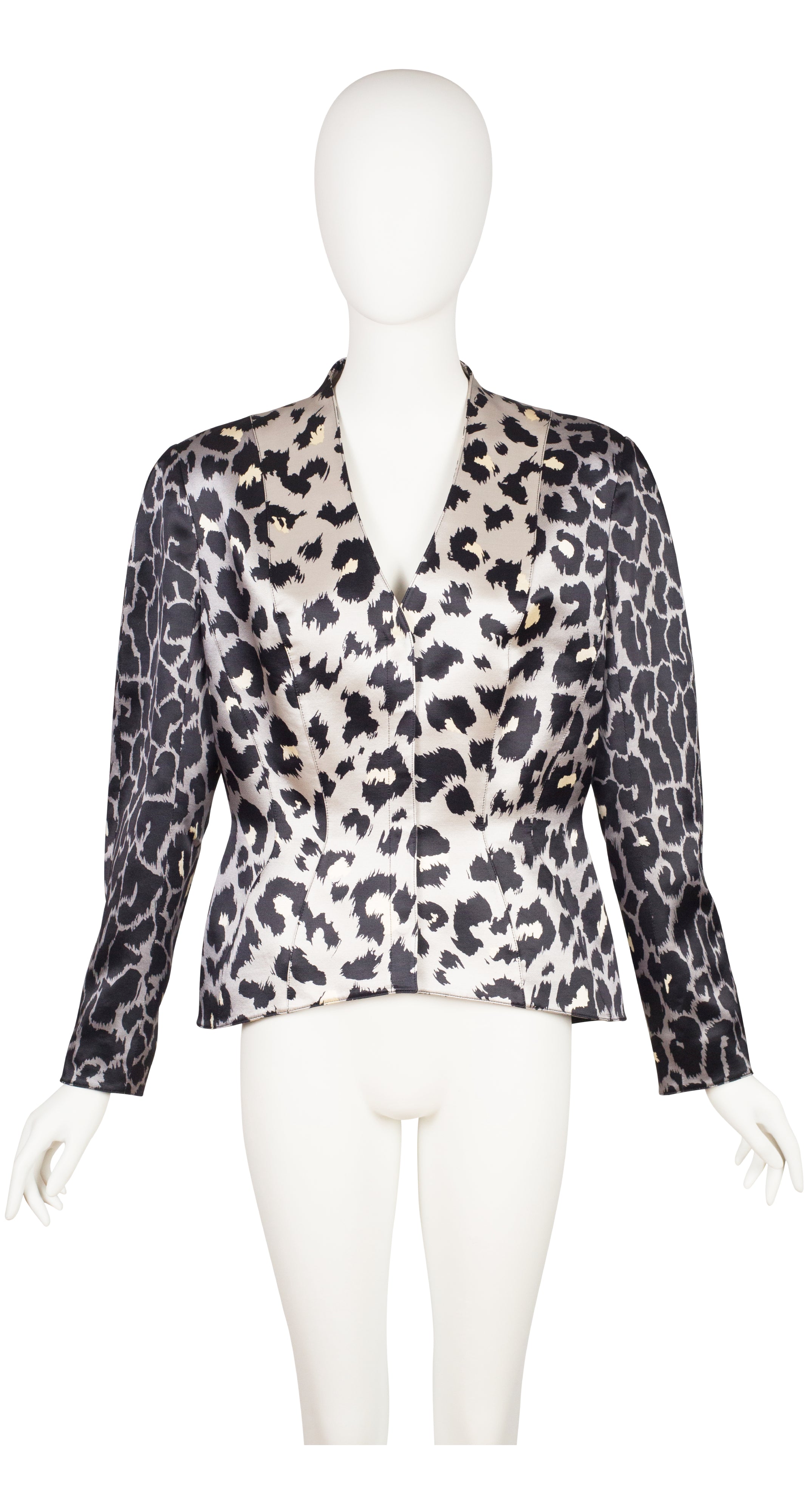2001-02 F/W Leopard Print Gray Silk Satin Jacket