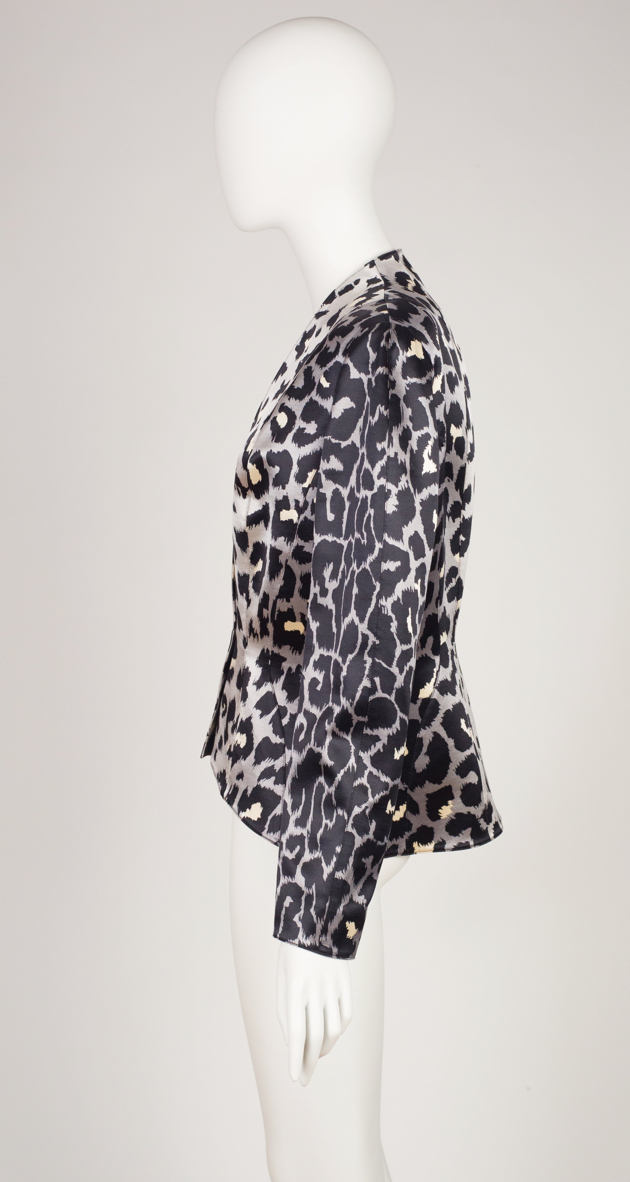 2001-02 F/W Leopard Print Gray Silk Satin Jacket