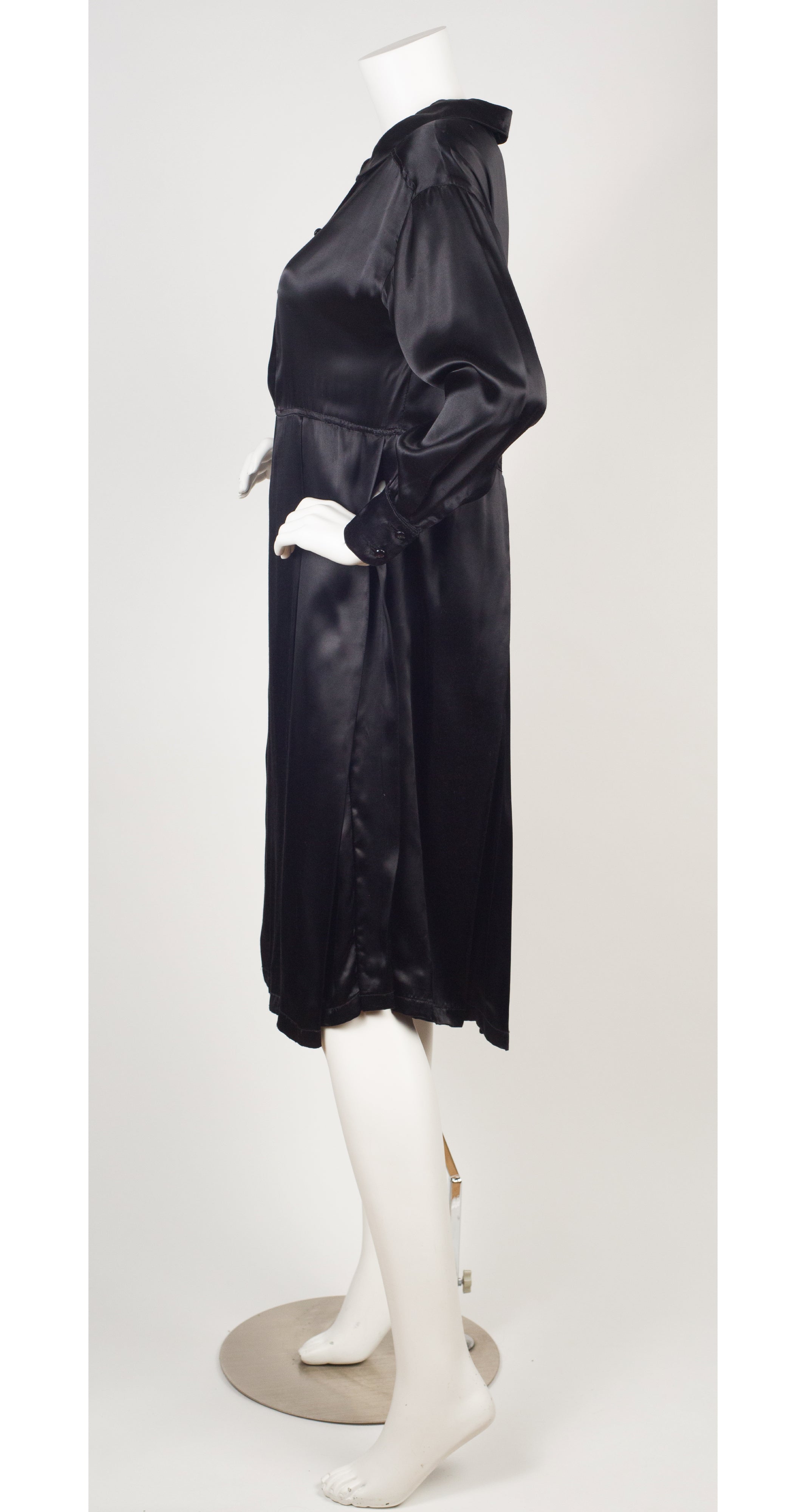 1985 F/W Runway Black Silk Satin Babydoll Dress