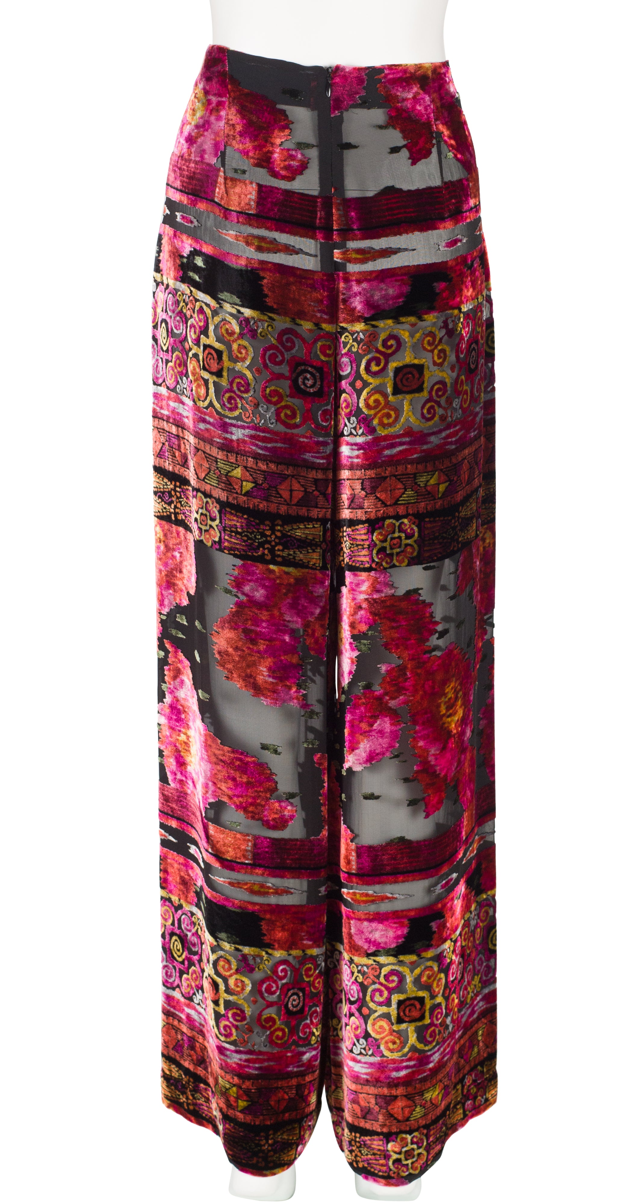 1990s Devoré Velvet Chiffon Wide-Leg Pants