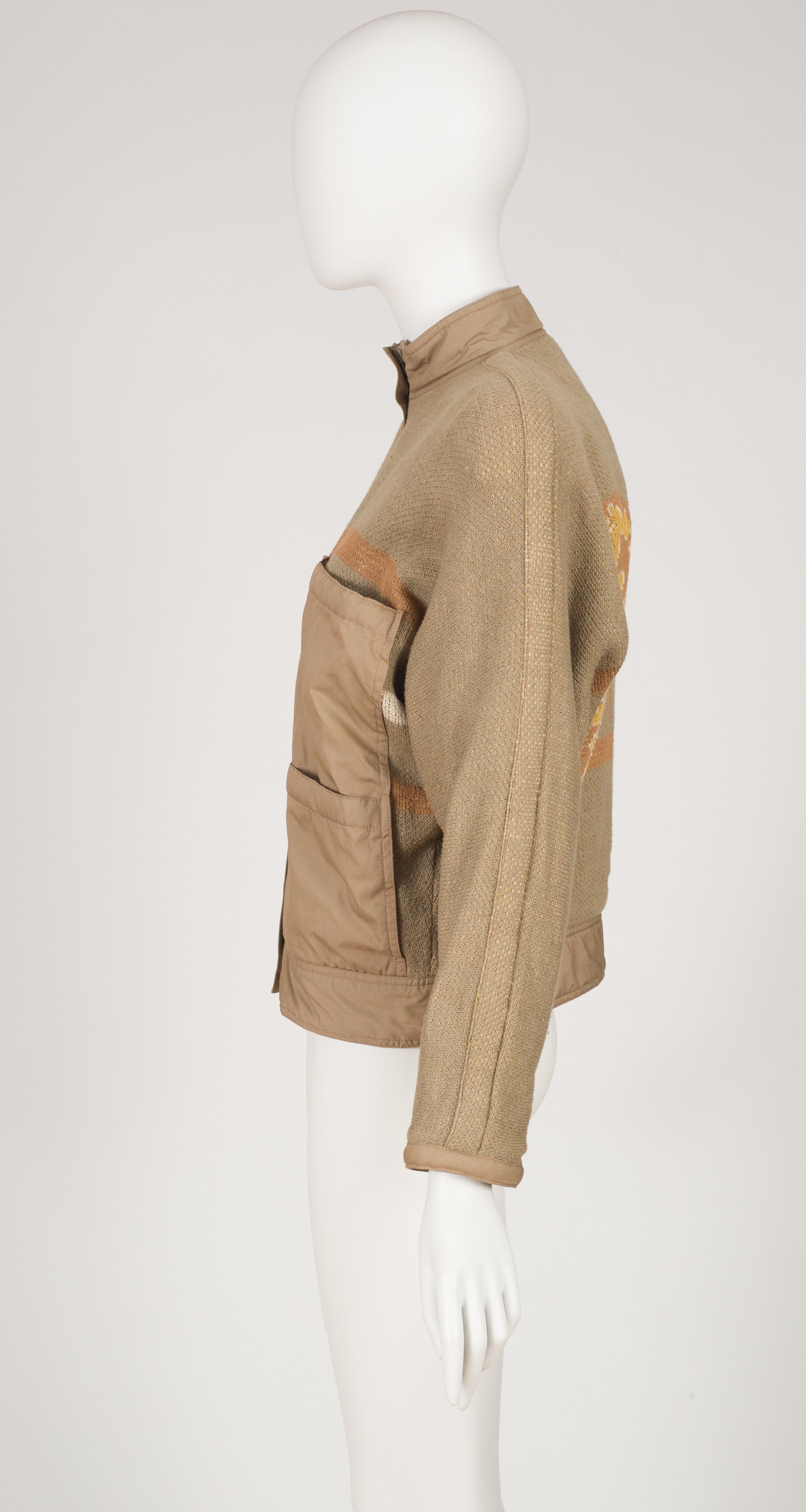 1983 S/S Butterfly Intarsia Beige Knit Bomber Jacket