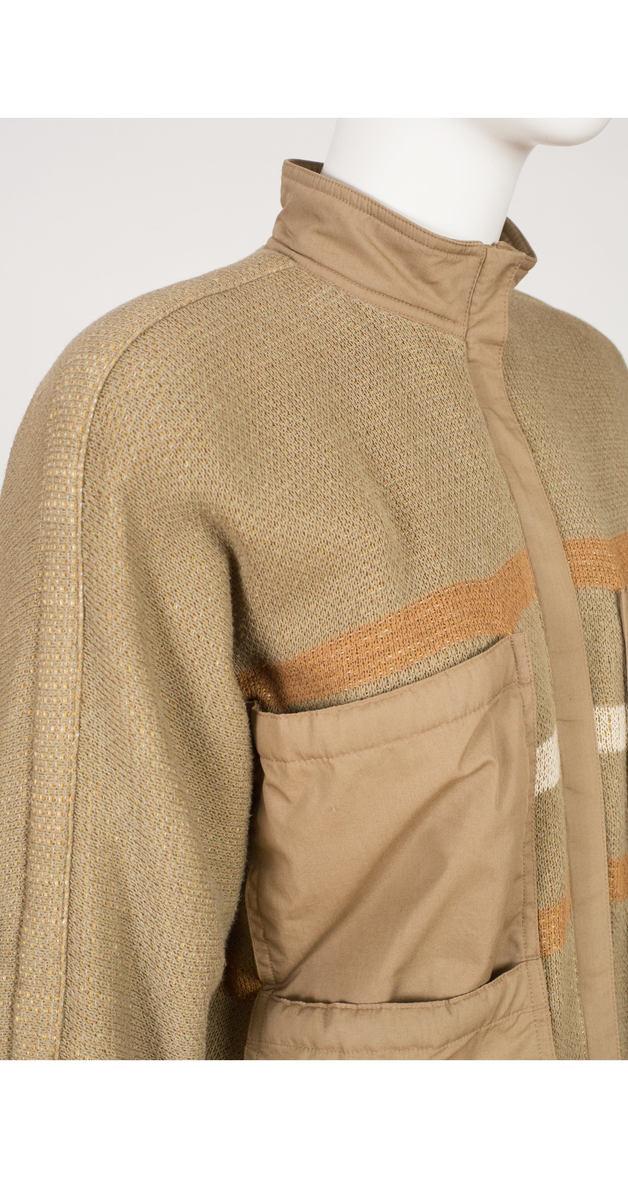 1983 S/S Butterfly Intarsia Beige Knit Bomber Jacket