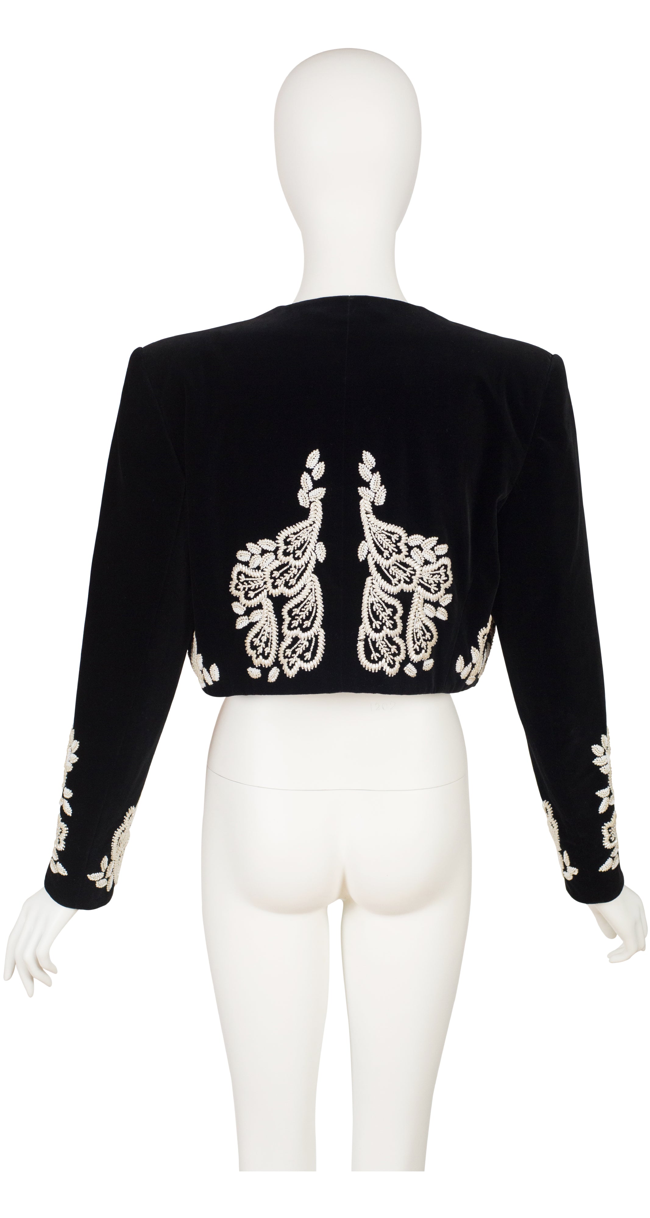 1990s Beaded Black Velvet Matador Bolero Jacket