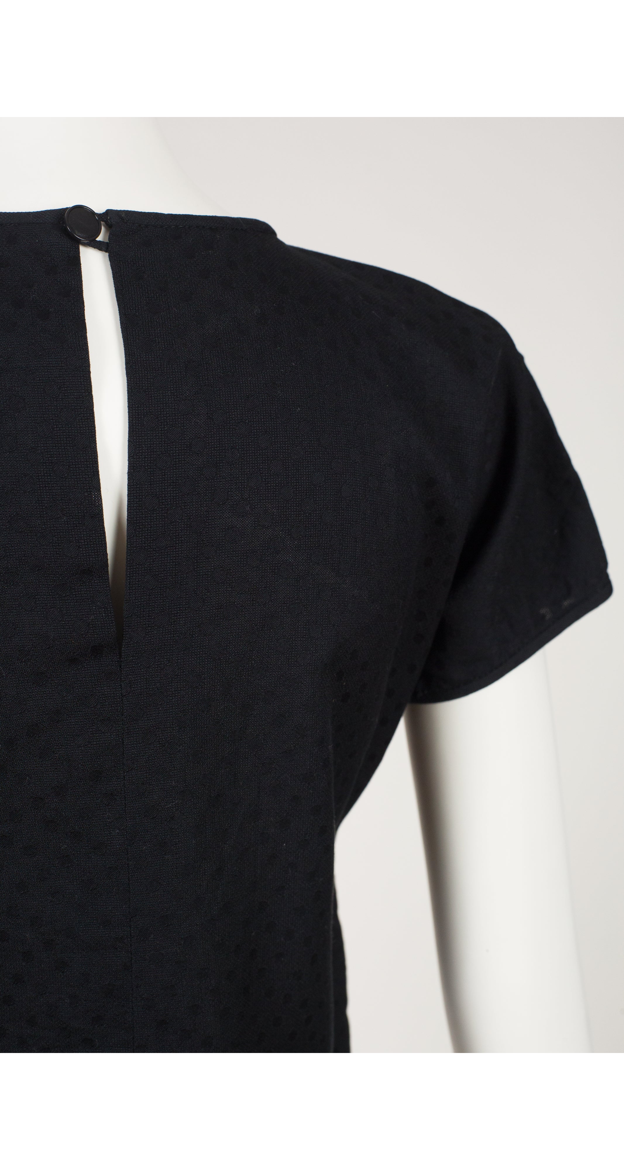 1980s Black Polka Dot Jacquard Cotton Box-Cut Top