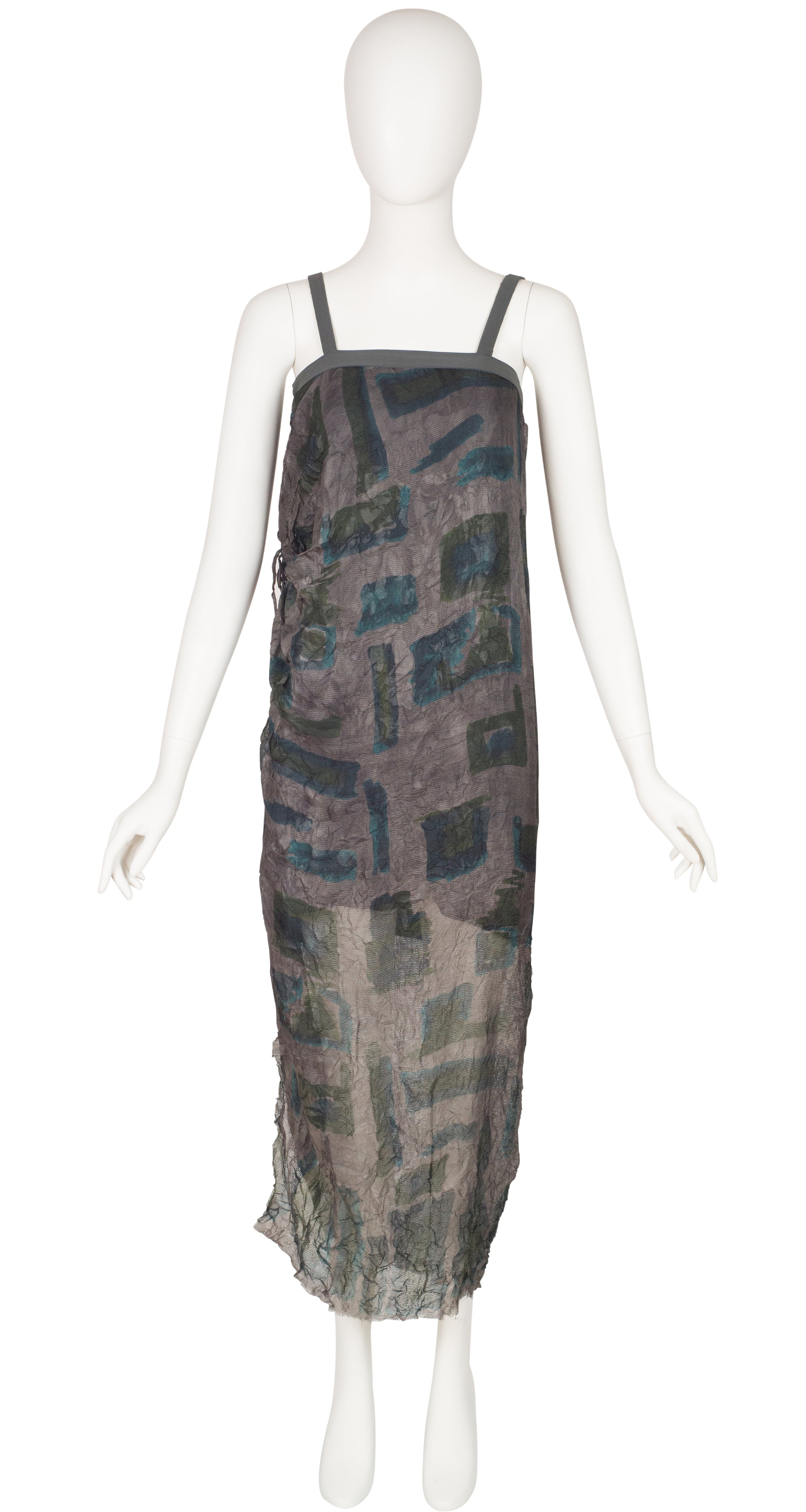 2000 S/S Deconstructed Gray Gauze Sleeveless Dress