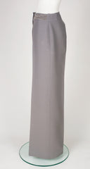 1970s Grey Wool Suede Trim Straight-Leg Trousers