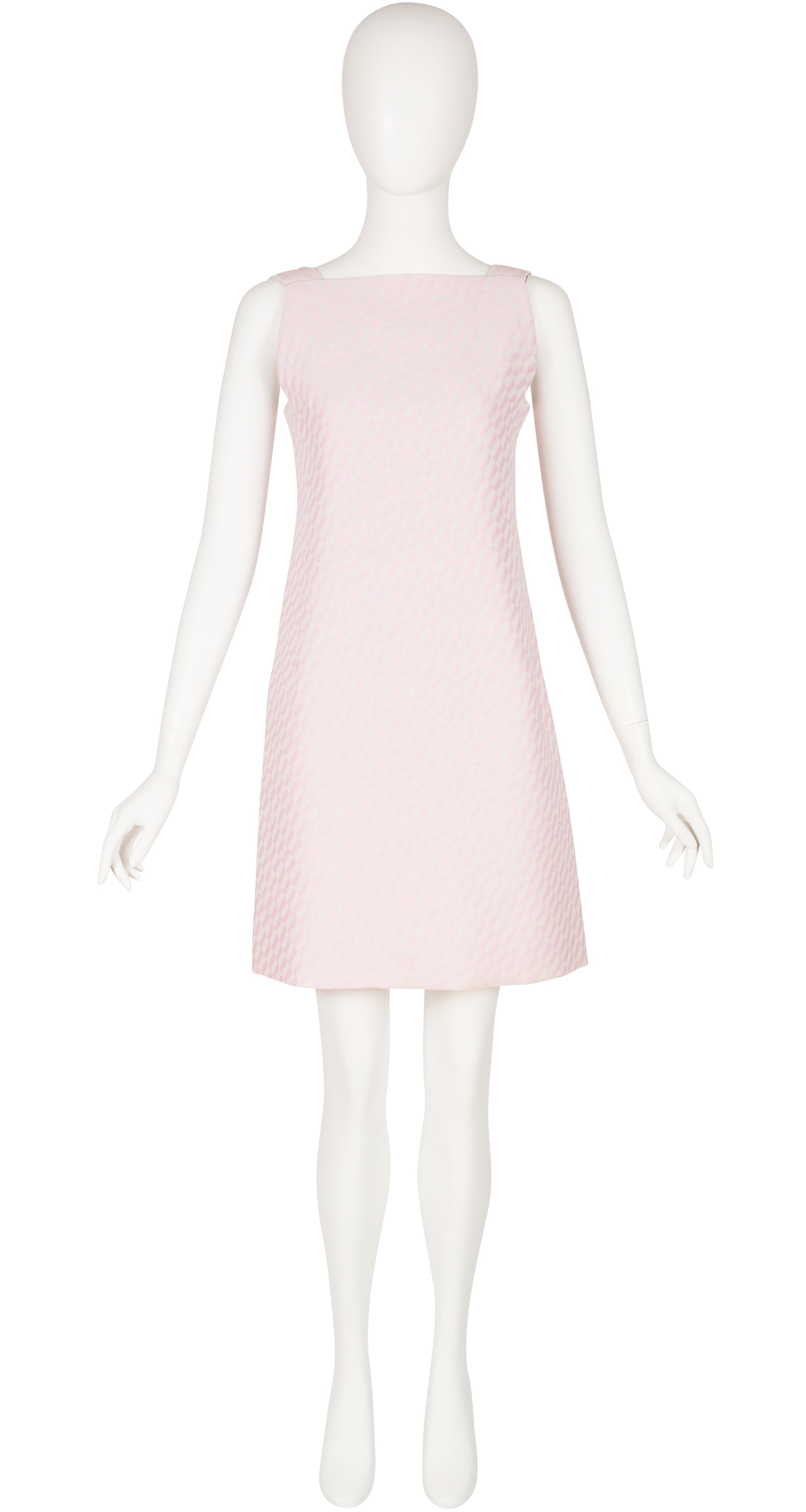 1960s Demi-Couture Mod Pink & Cream Op-Art Shift Dress