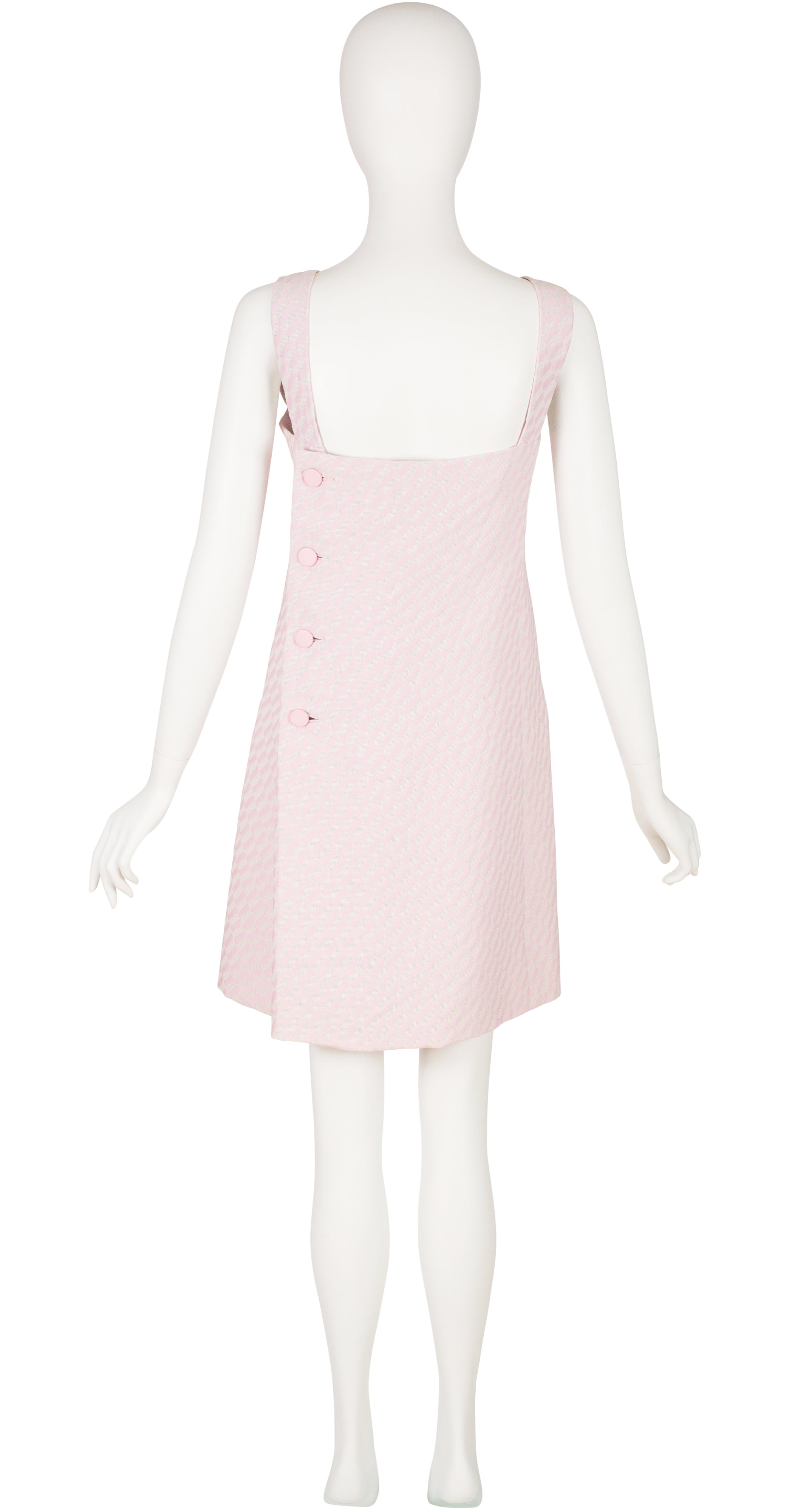 1960s Demi-Couture Mod Pink & Cream Op-Art Shift Dress