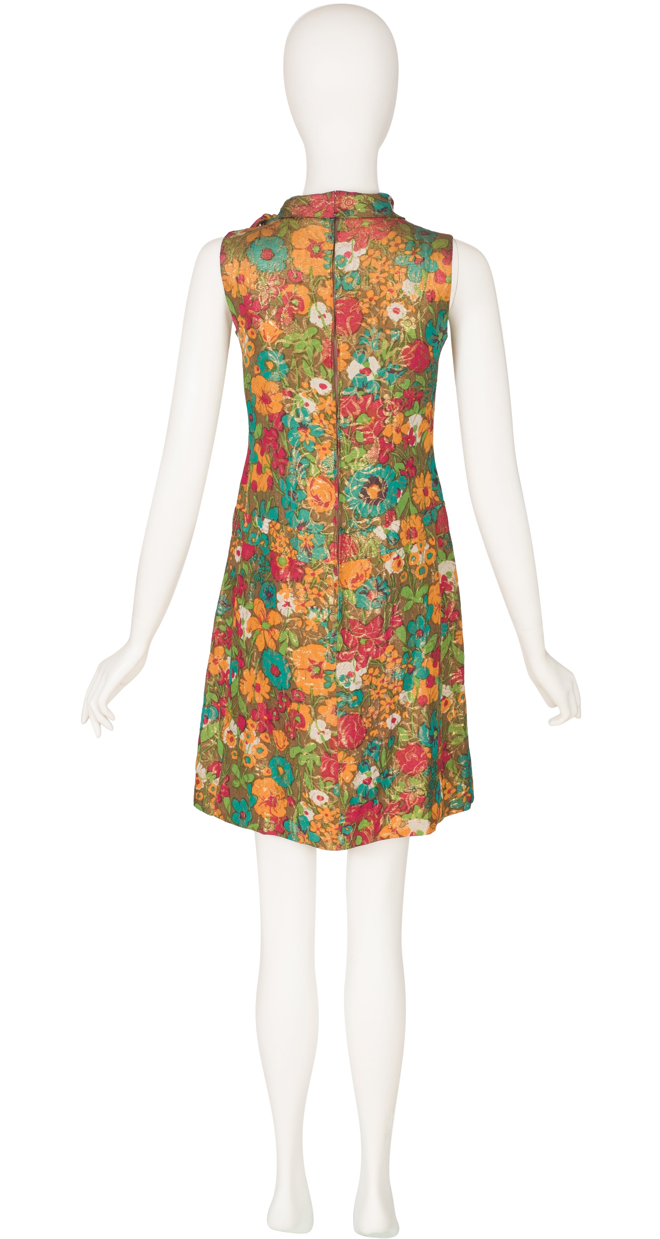 1960s Mod Floral Lamé Scooter Dress
