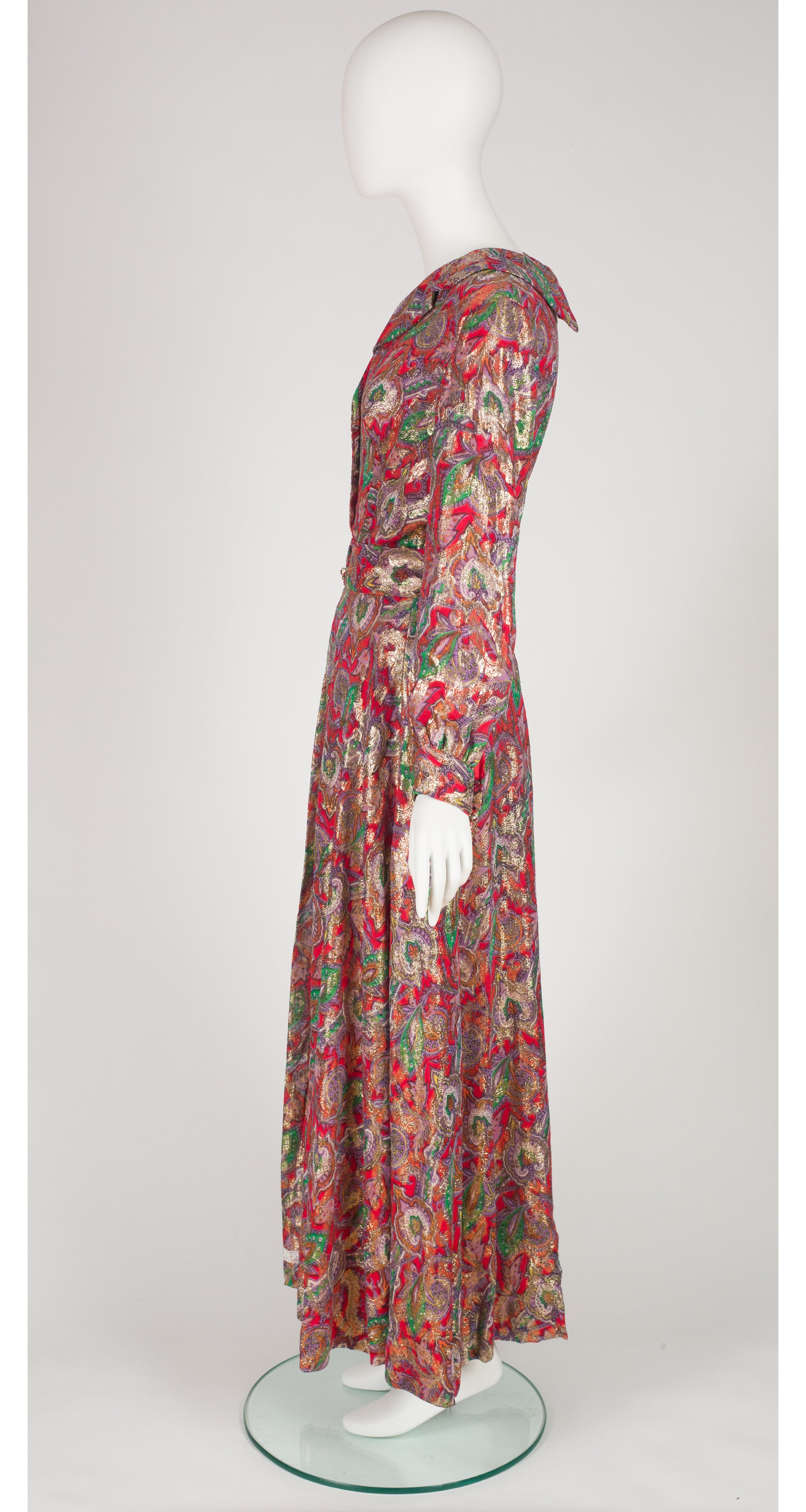 1960s Lurex Paisley Hostess Collared Romper Set