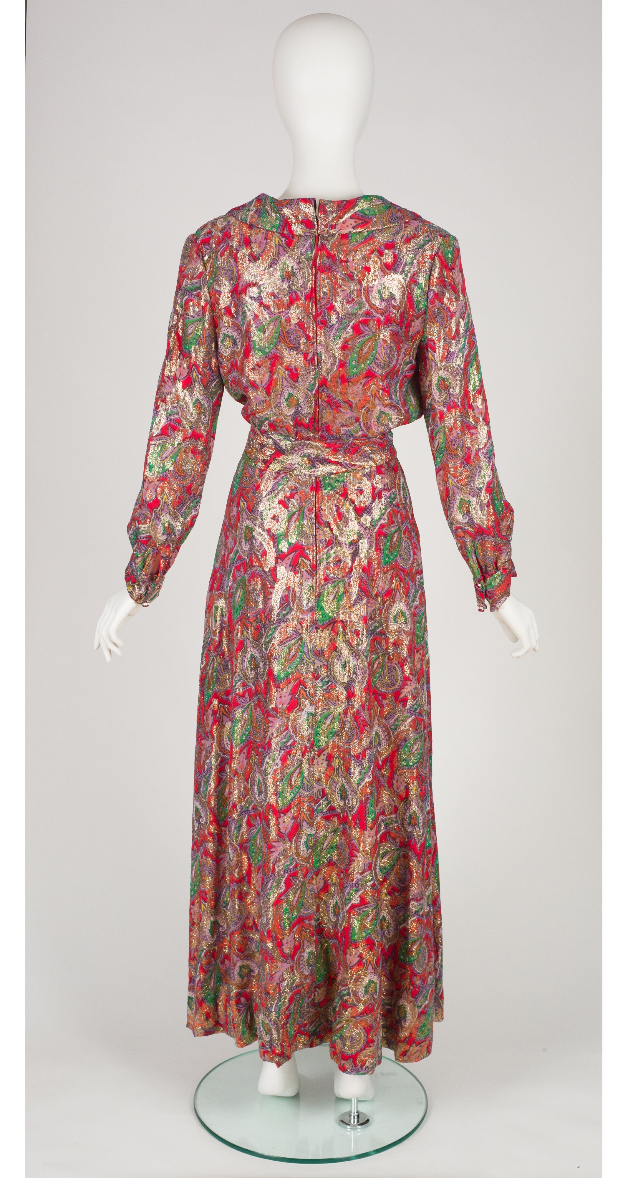 1960s Lurex Paisley Hostess Collared Romper Set