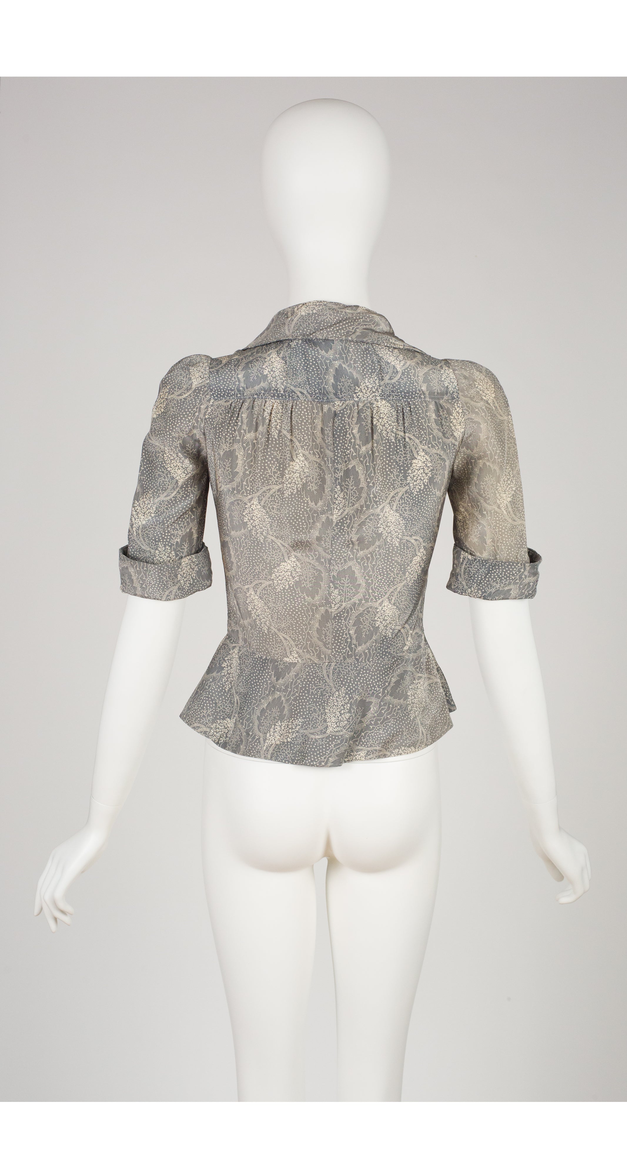 1971 Documented Leaf Print Peplum Blouse