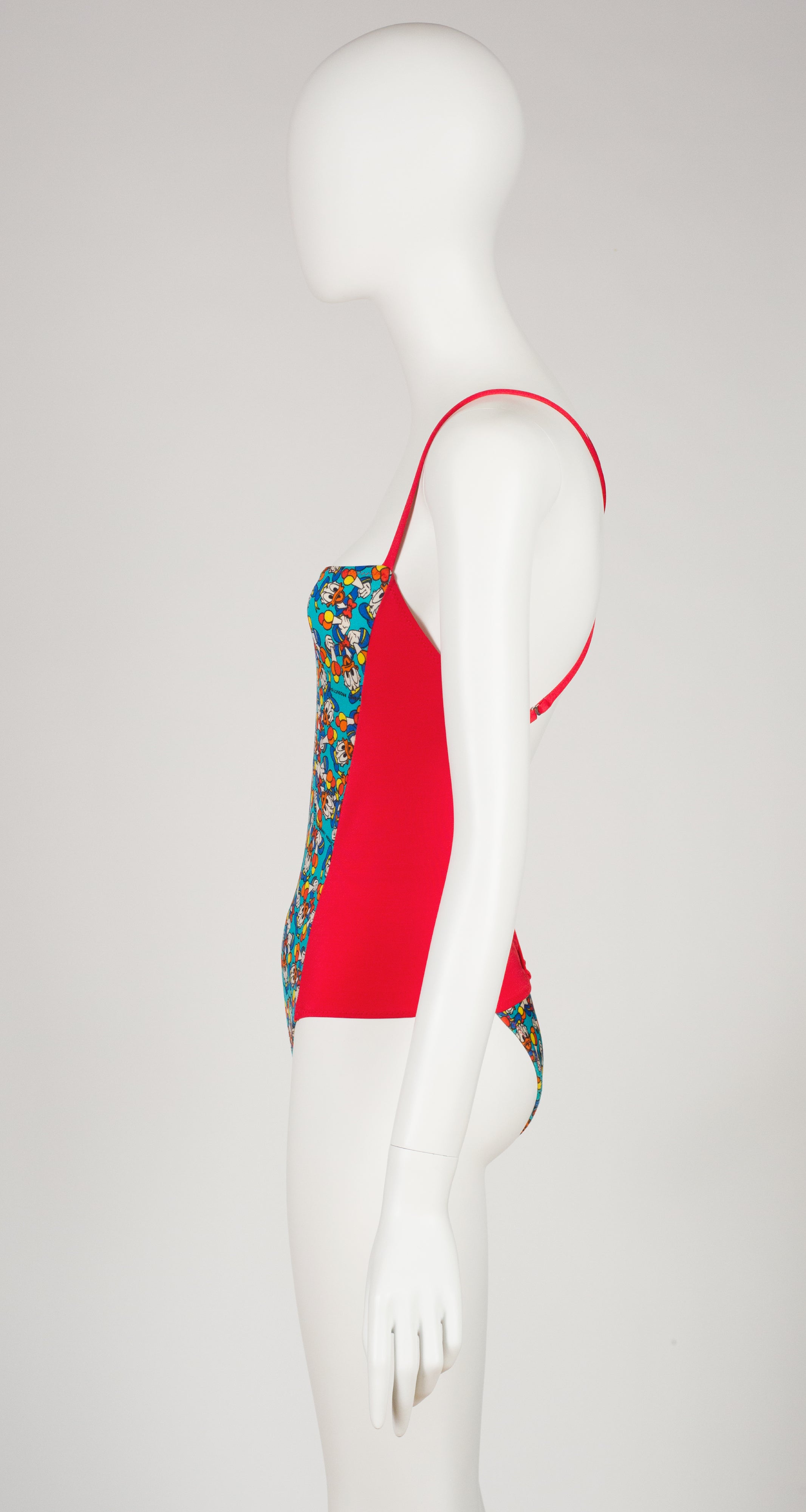 1970s Donald Duck Novelty Print Backless One-Piece Swimsuit