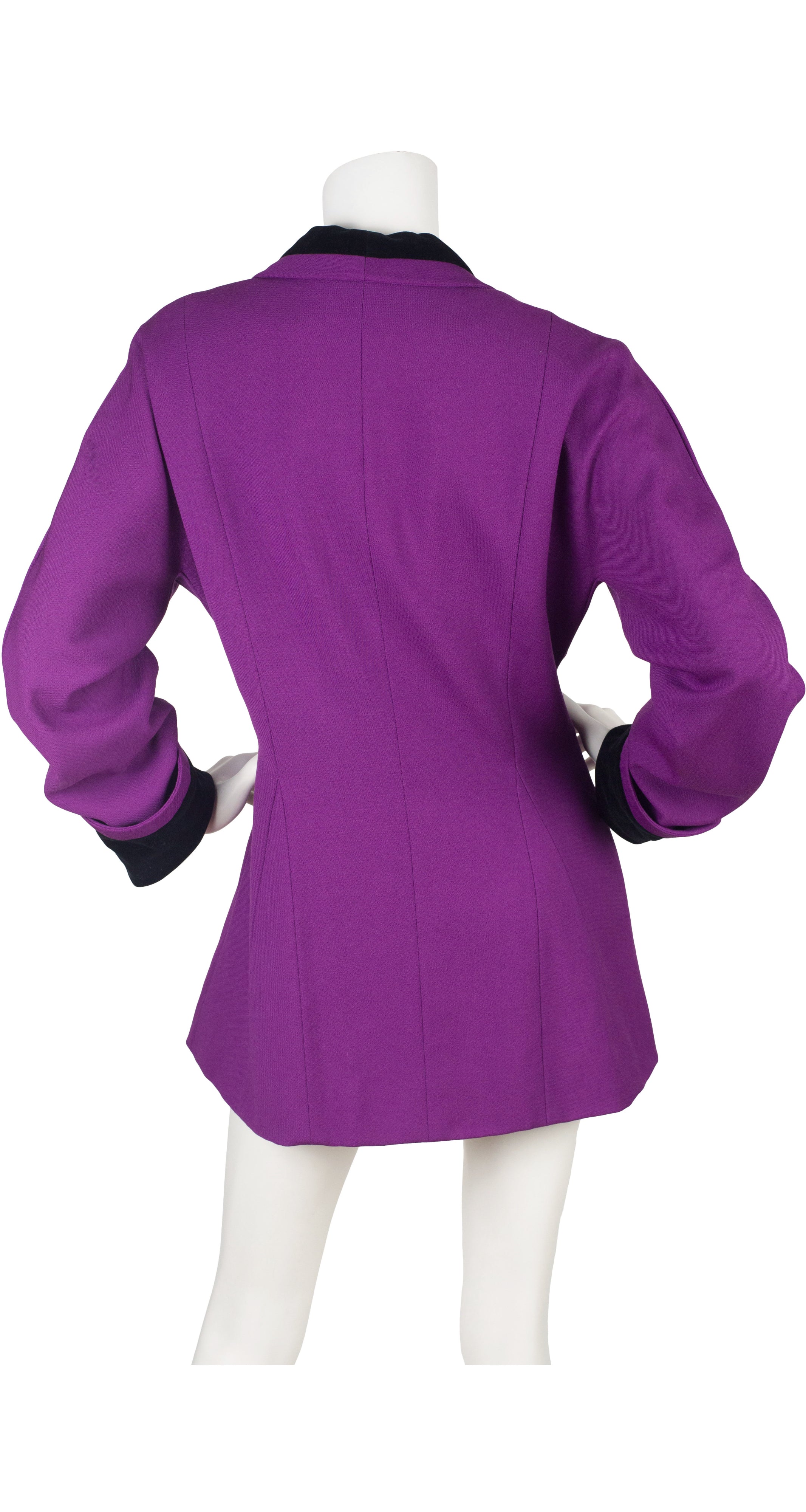 1989 Purple Wool & Black Velvet Blazer