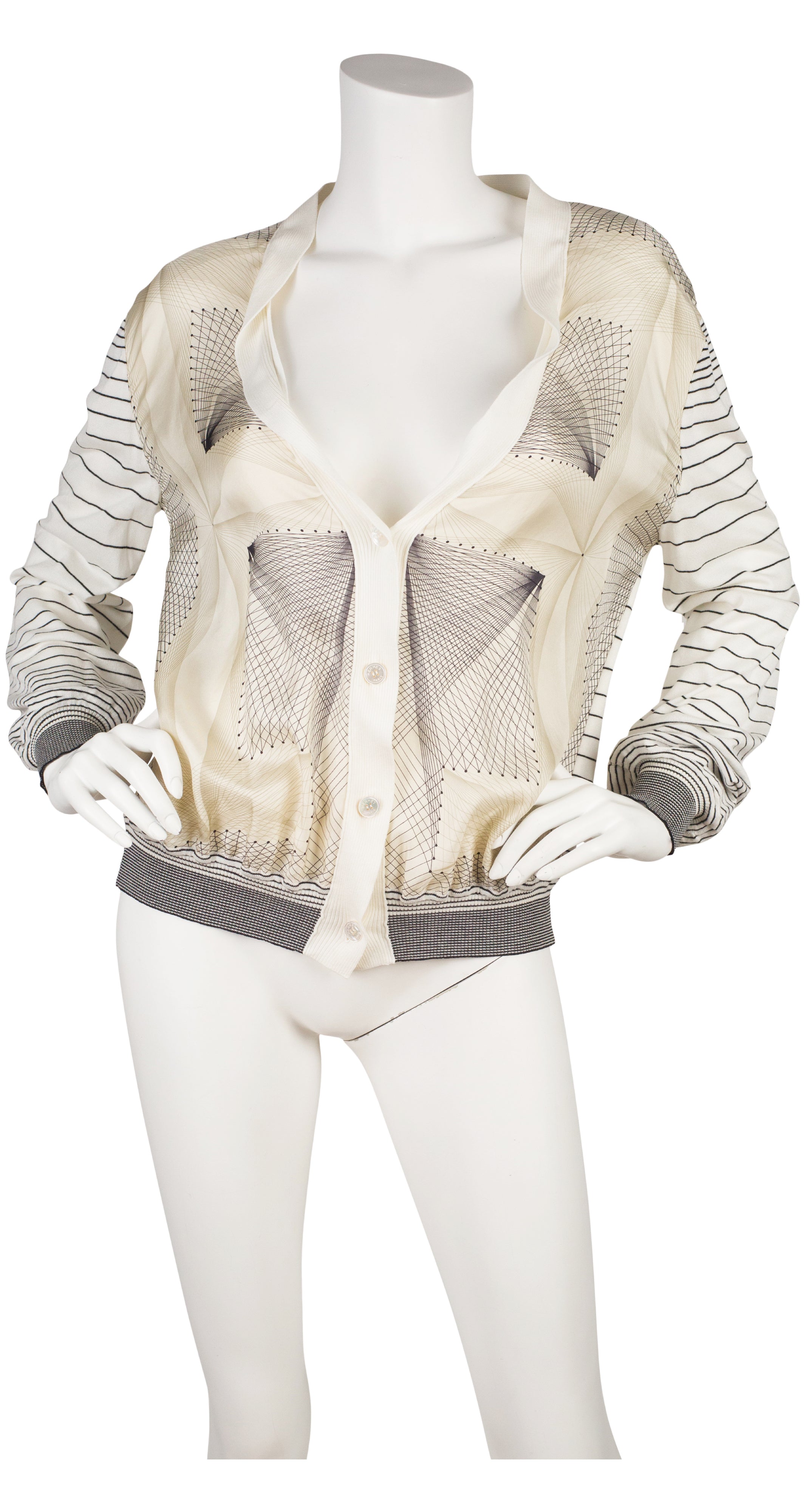 2010 S/S Geometric Silk & Striped Cotton Cardigan