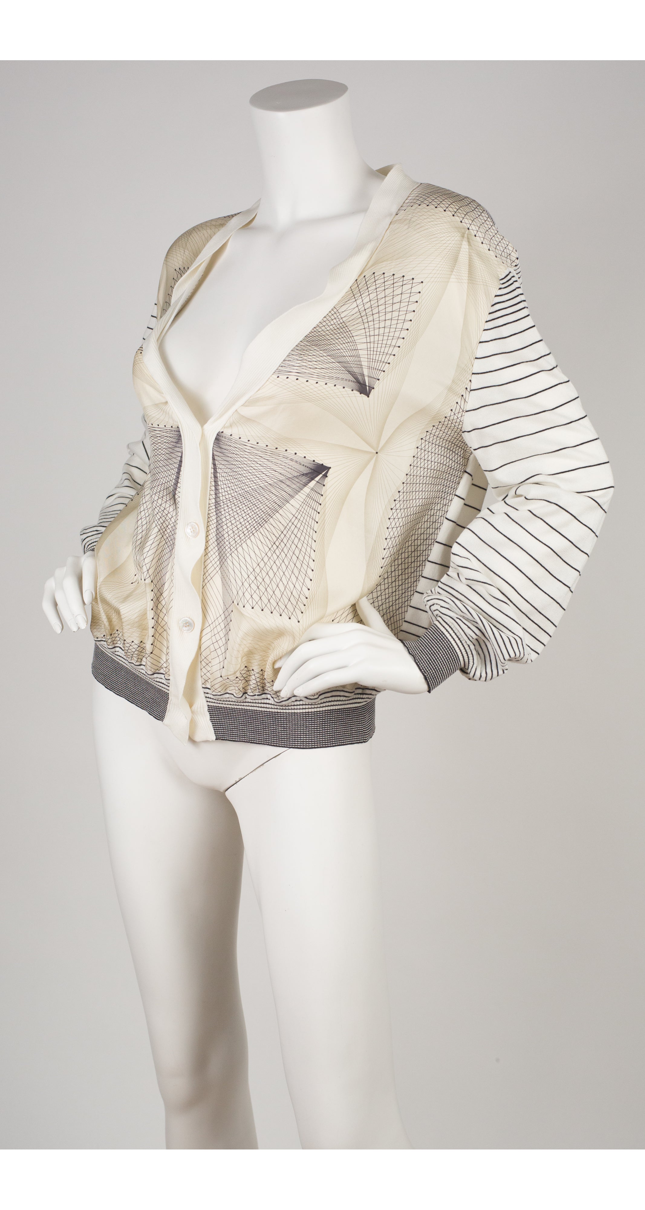 2010 S/S Geometric Silk & Striped Cotton Cardigan