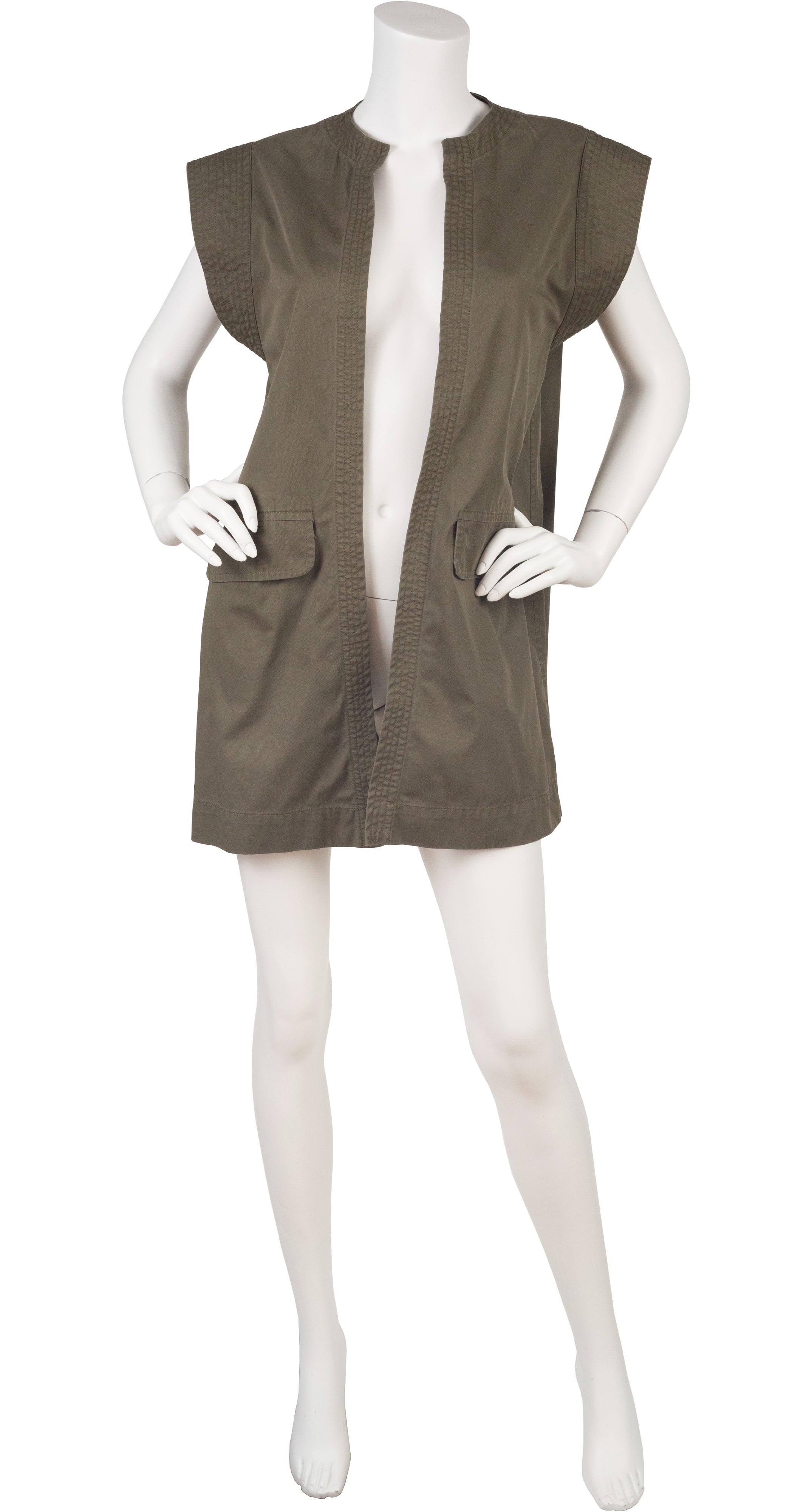 1970s Army Green Cotton Tunic Vest
