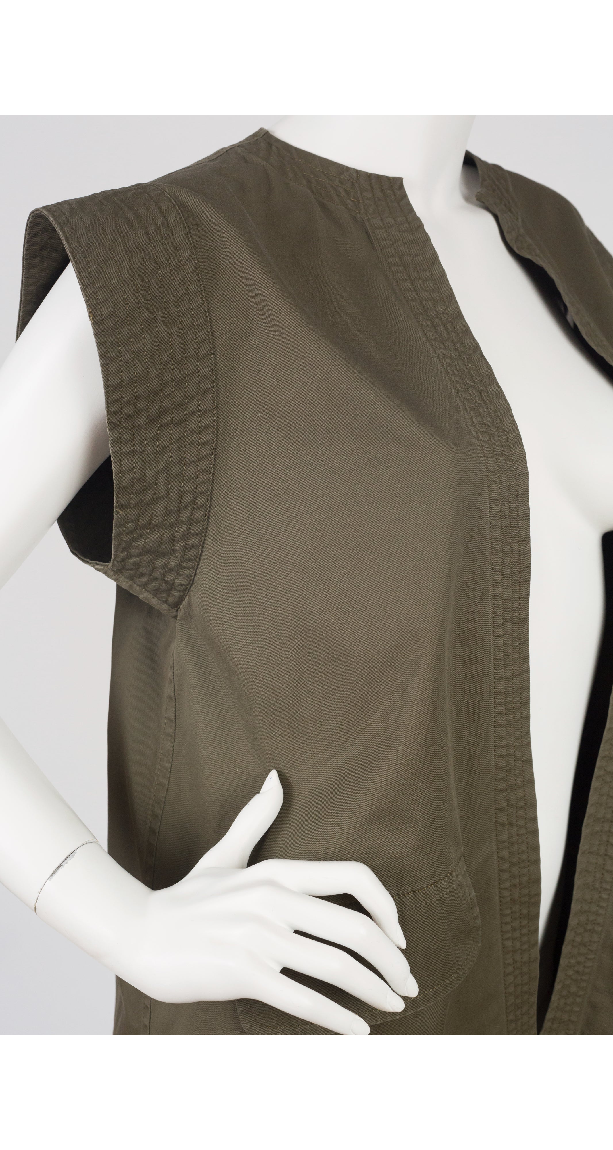 1970s Army Green Cotton Tunic Vest
