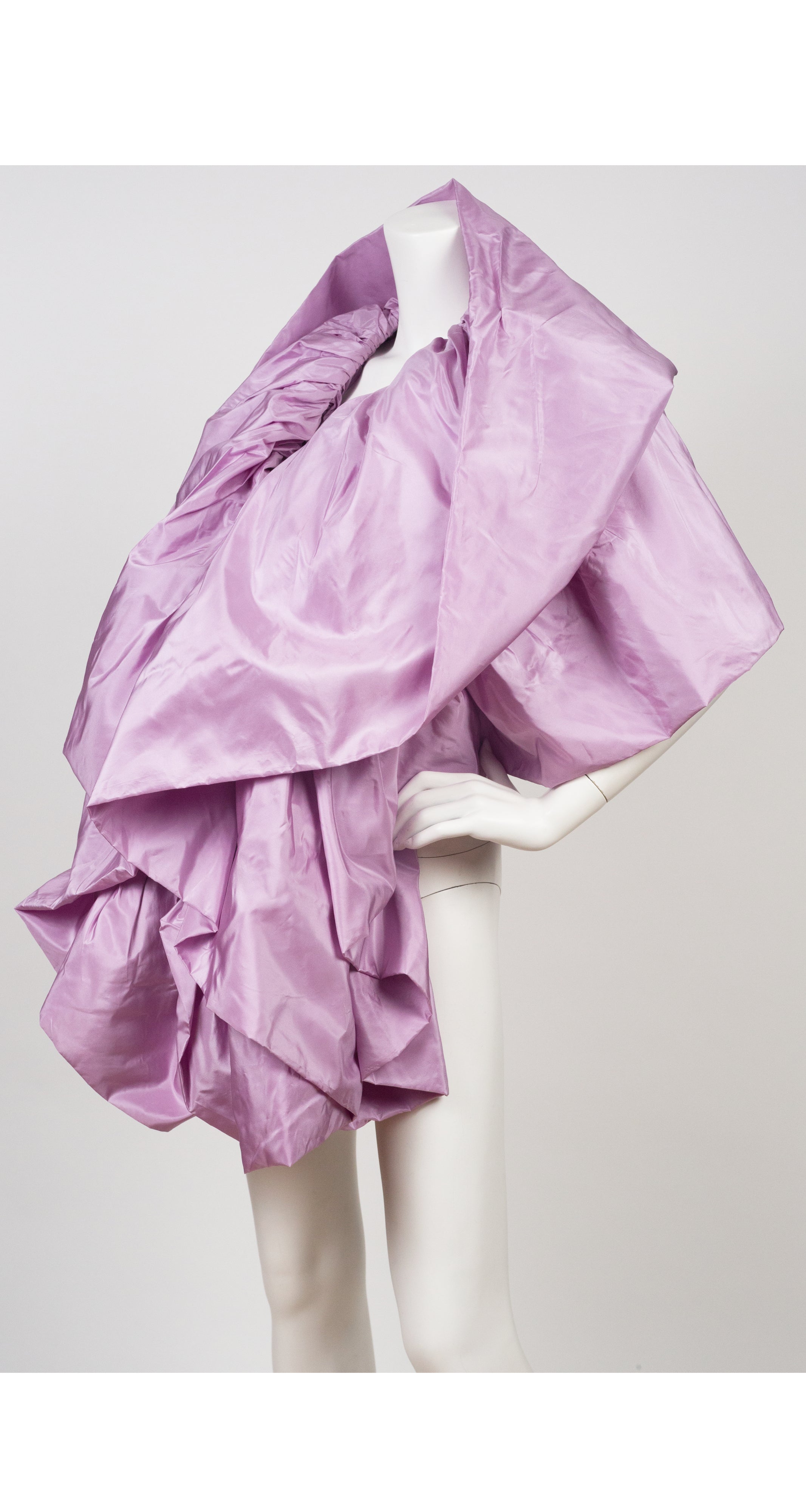1980s Lavender Silk Taffeta Opera Shawl