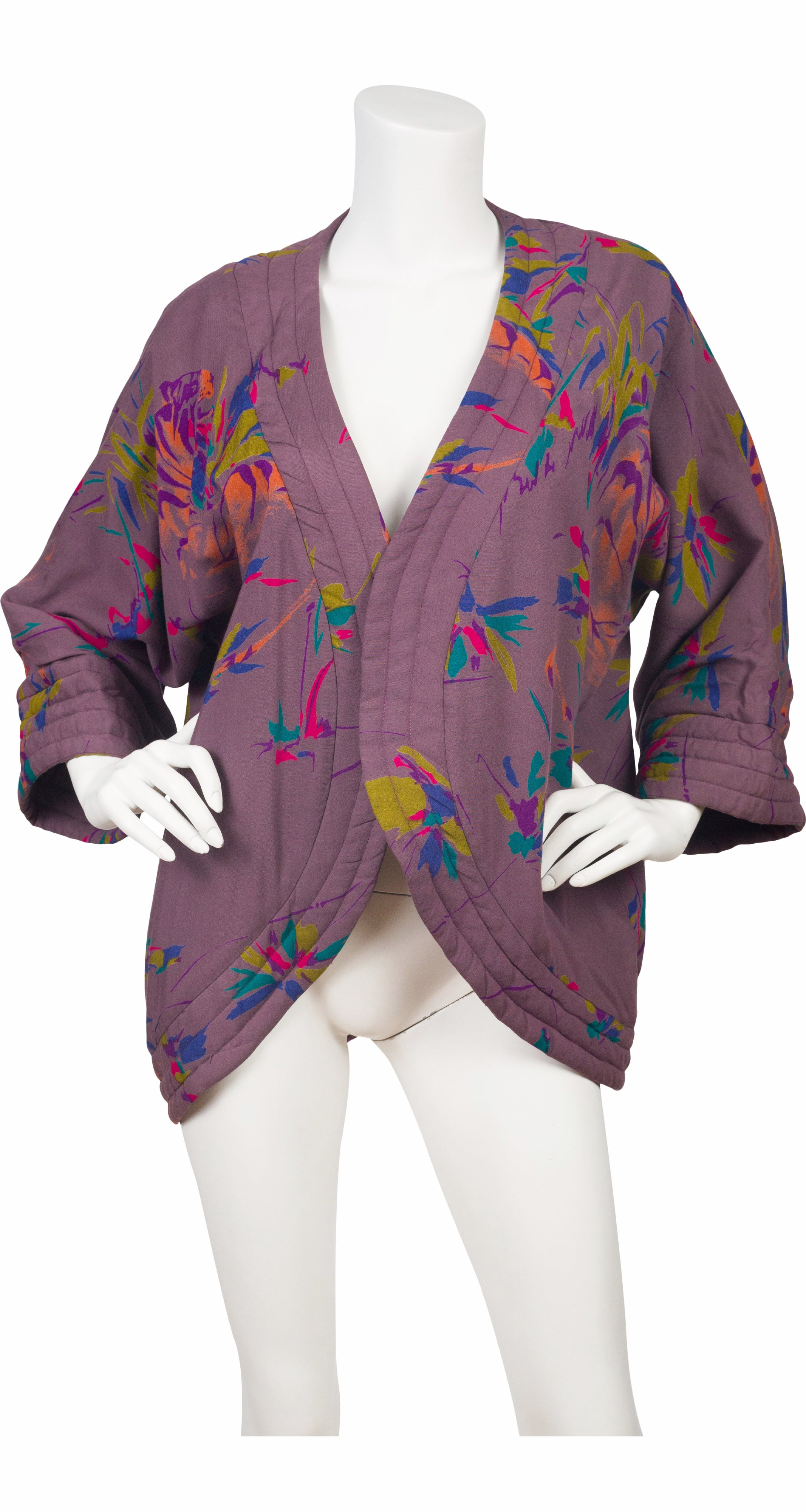 1980s Tiger Print Quilted Viscose Jersey Jacket