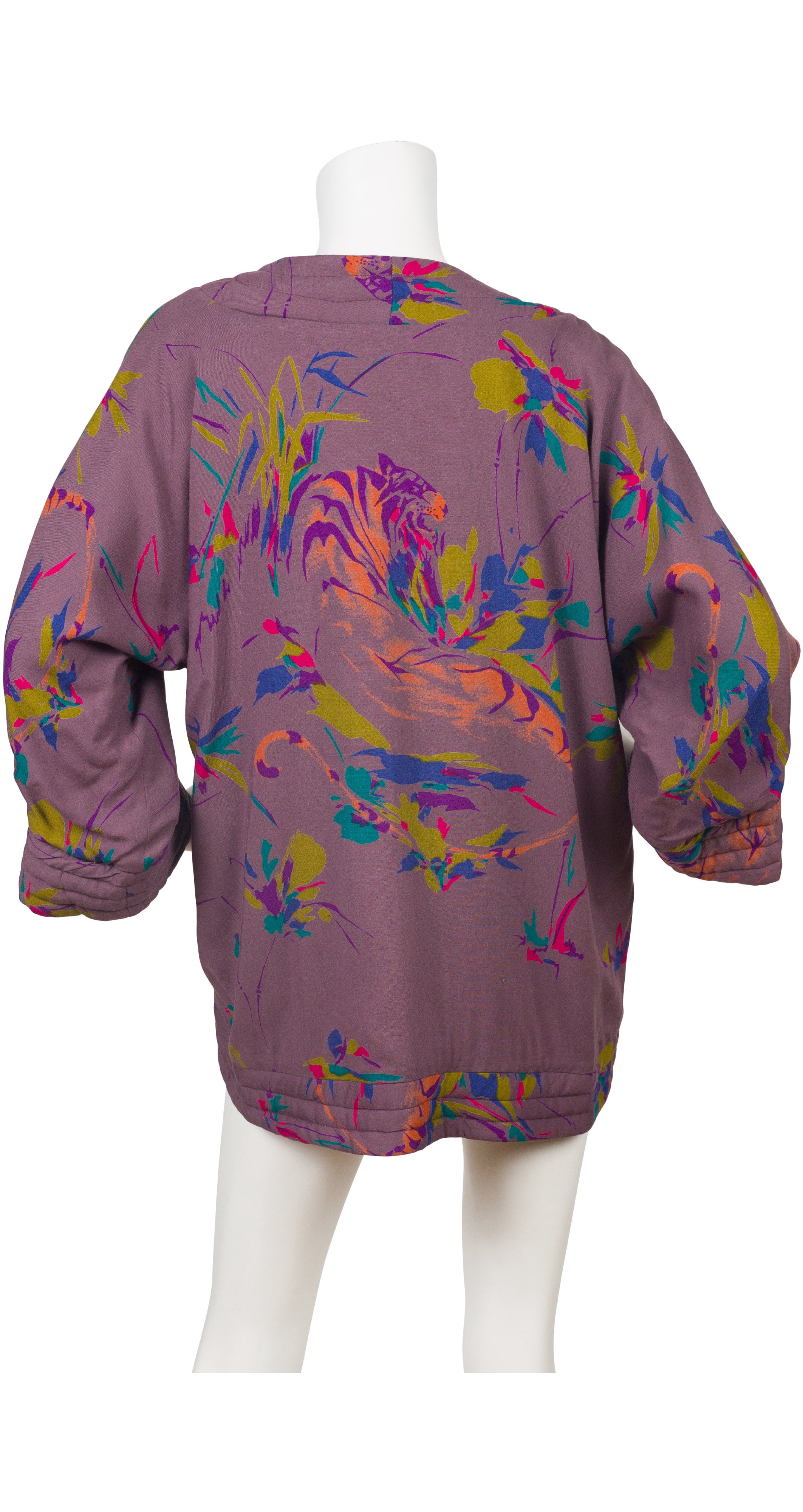 1980s Tiger Print Quilted Viscose Jersey Jacket