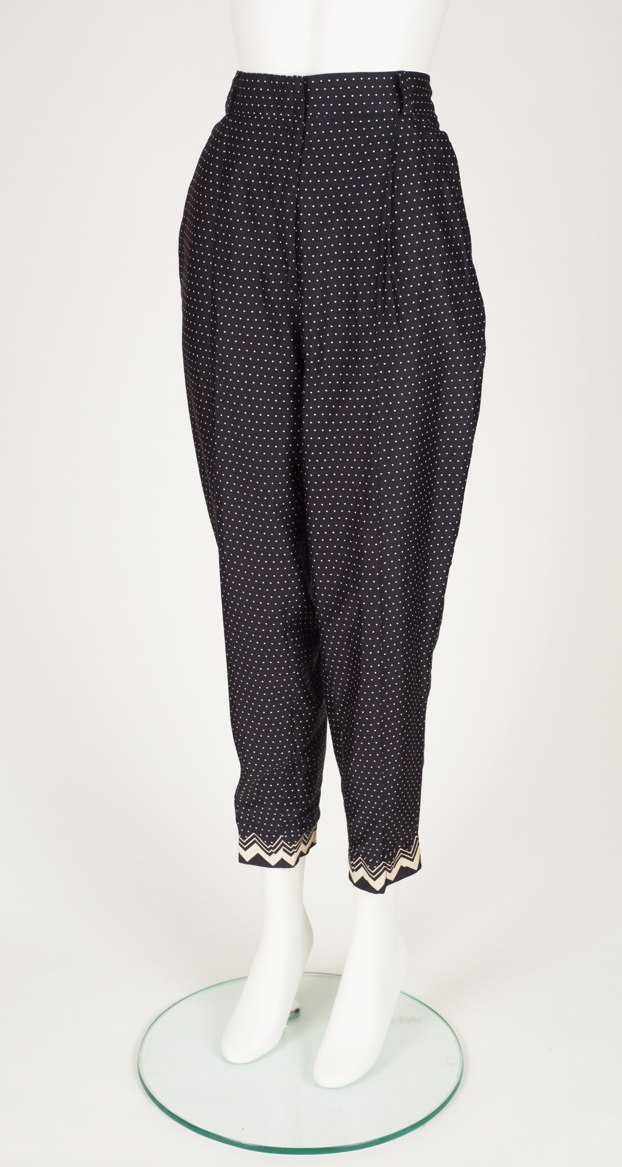 1988 S/S Geometric Print Black Cotton Tapered Pants