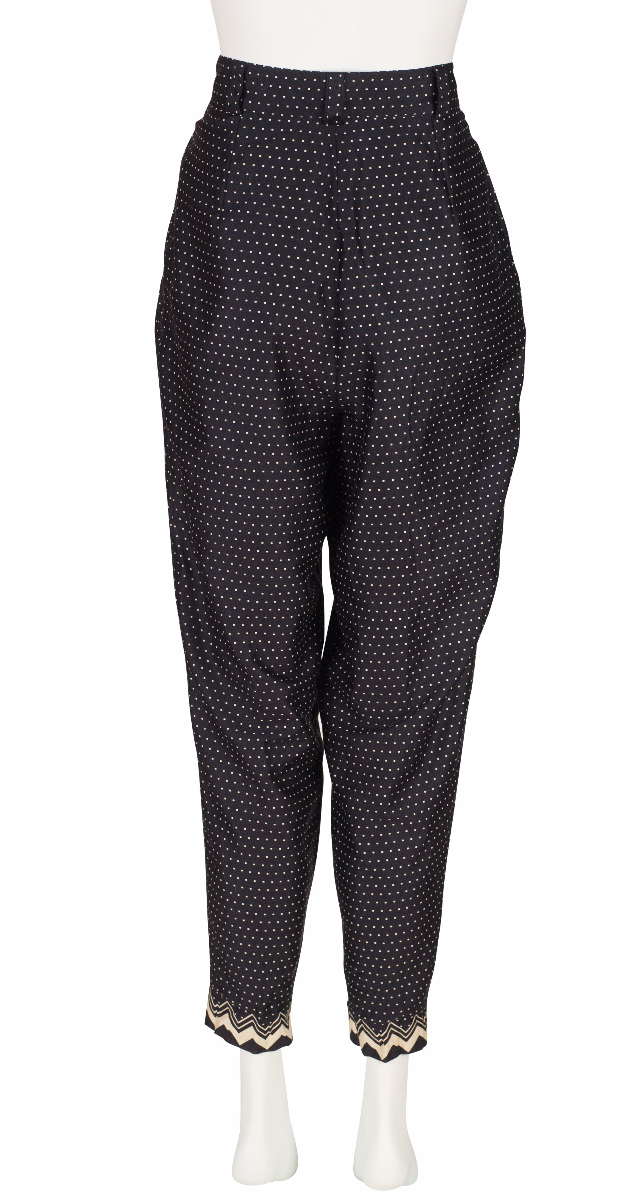 1988 S/S Geometric Print Black Cotton Tapered Pants