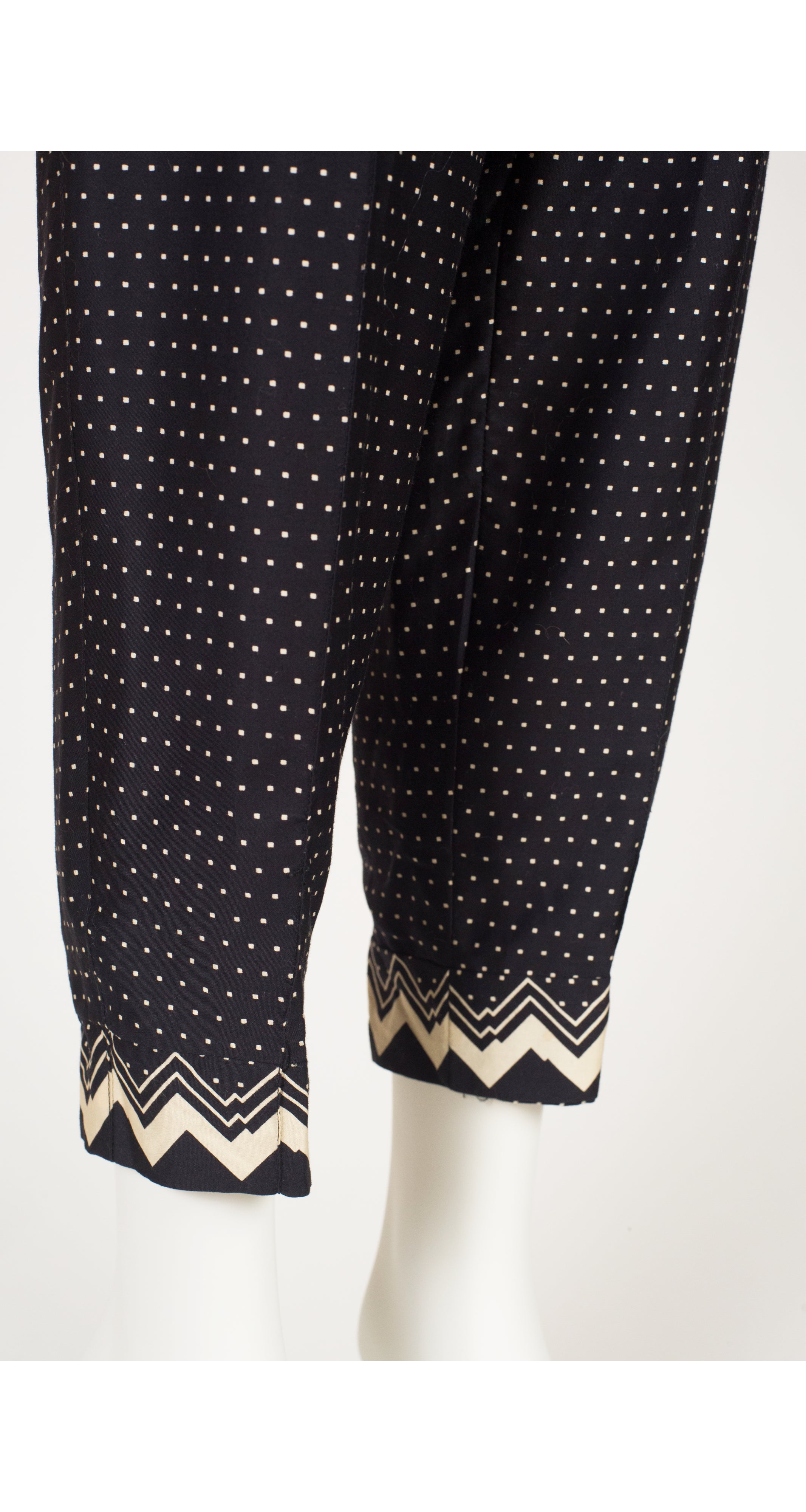 1988 S/S Geometric Print Black Cotton Tapered Pants