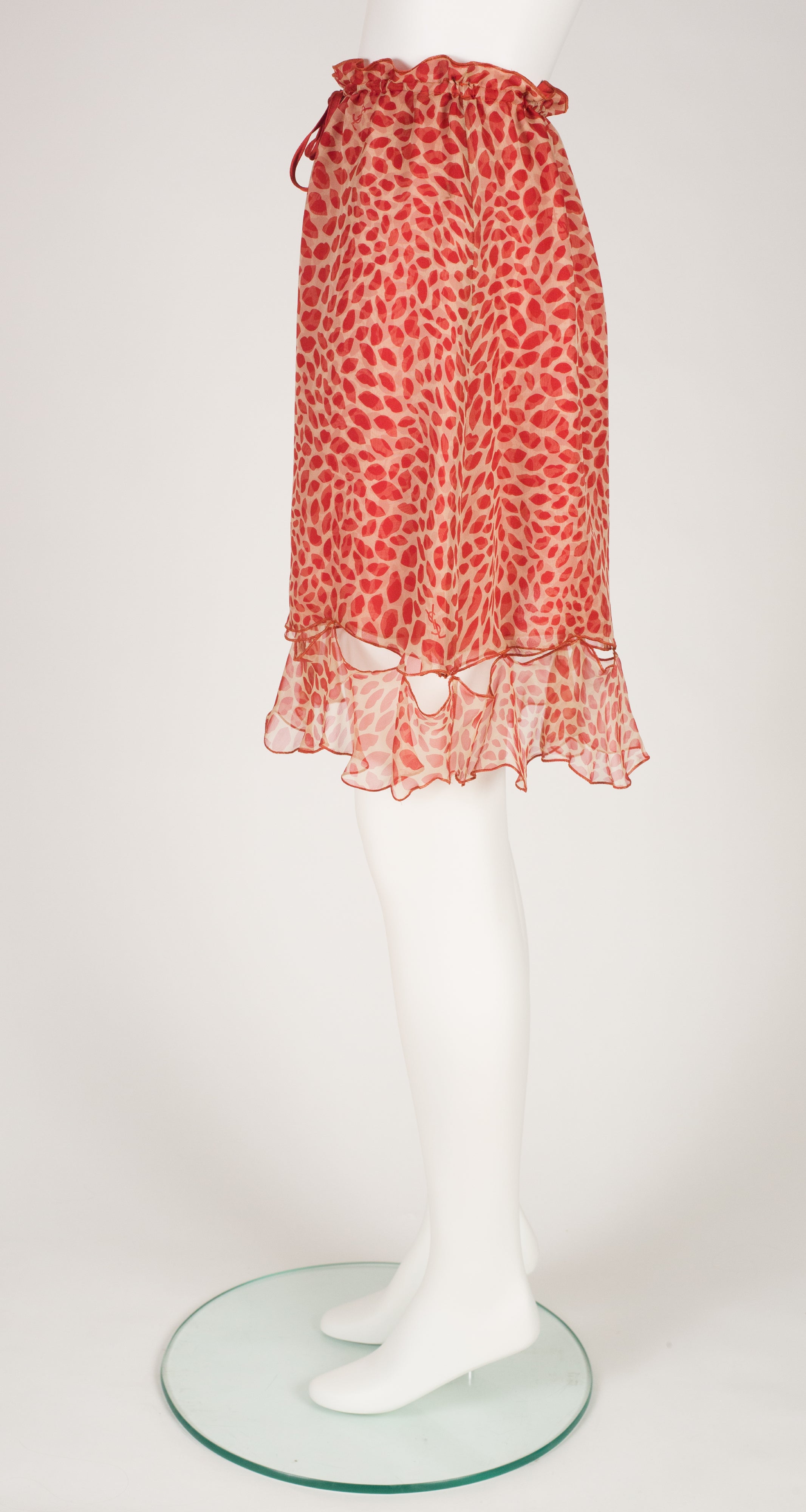 2004 Iconic Lips Novelty Print Silk Chiffon Skirt