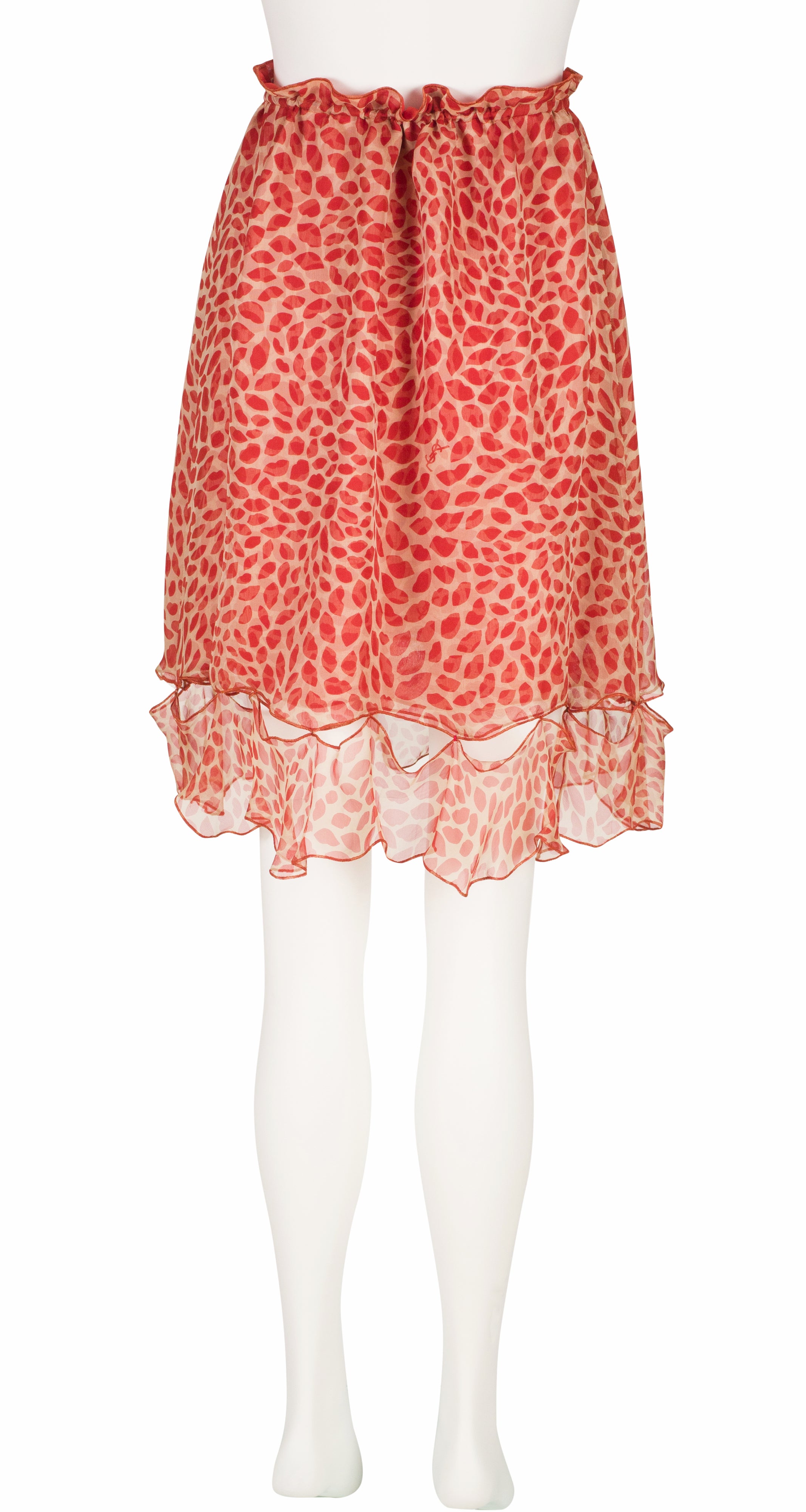 2004 Iconic Lips Novelty Print Silk Chiffon Skirt