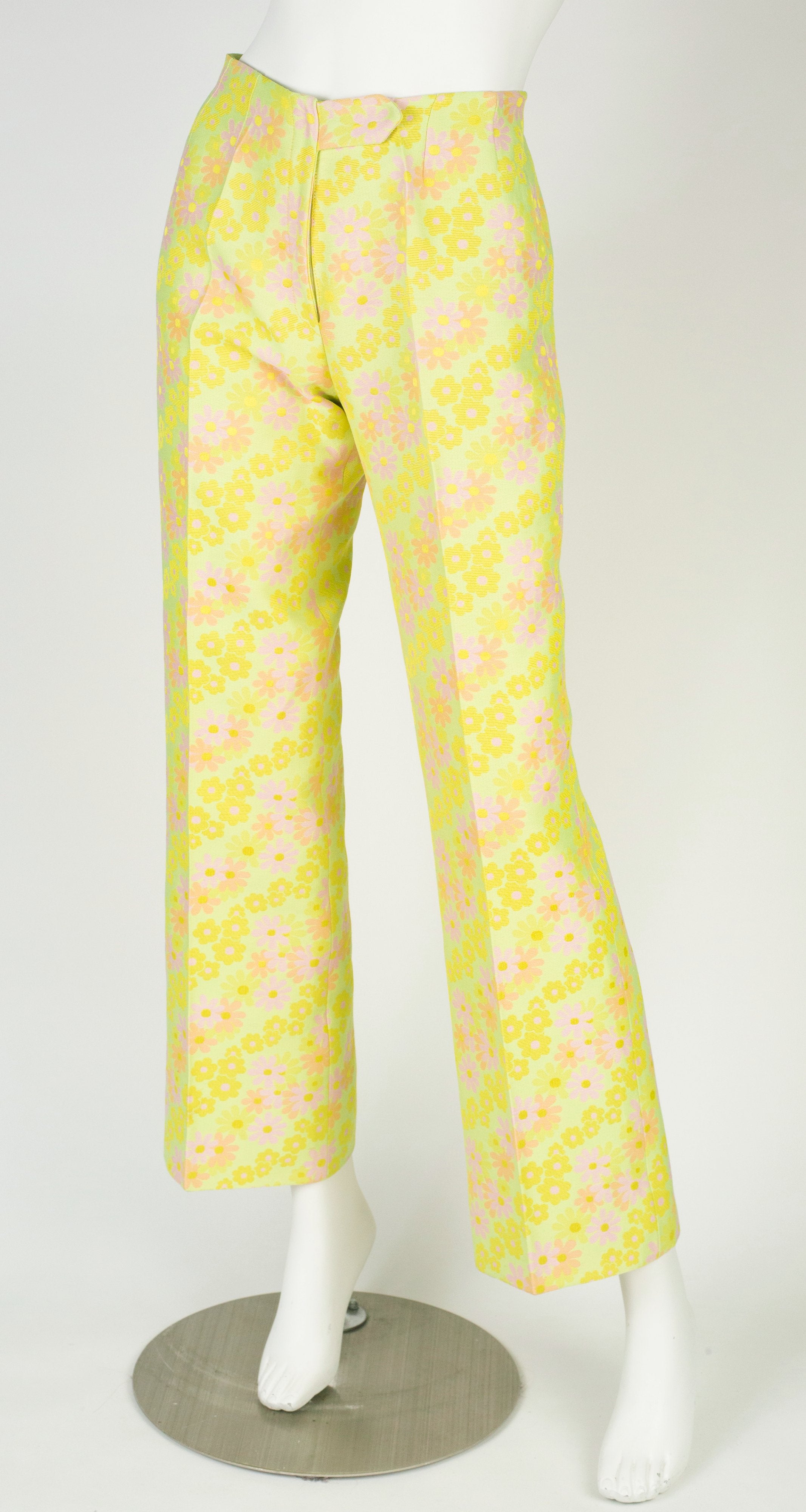 1960s Floral Silk Top & Brocade Trouser Set