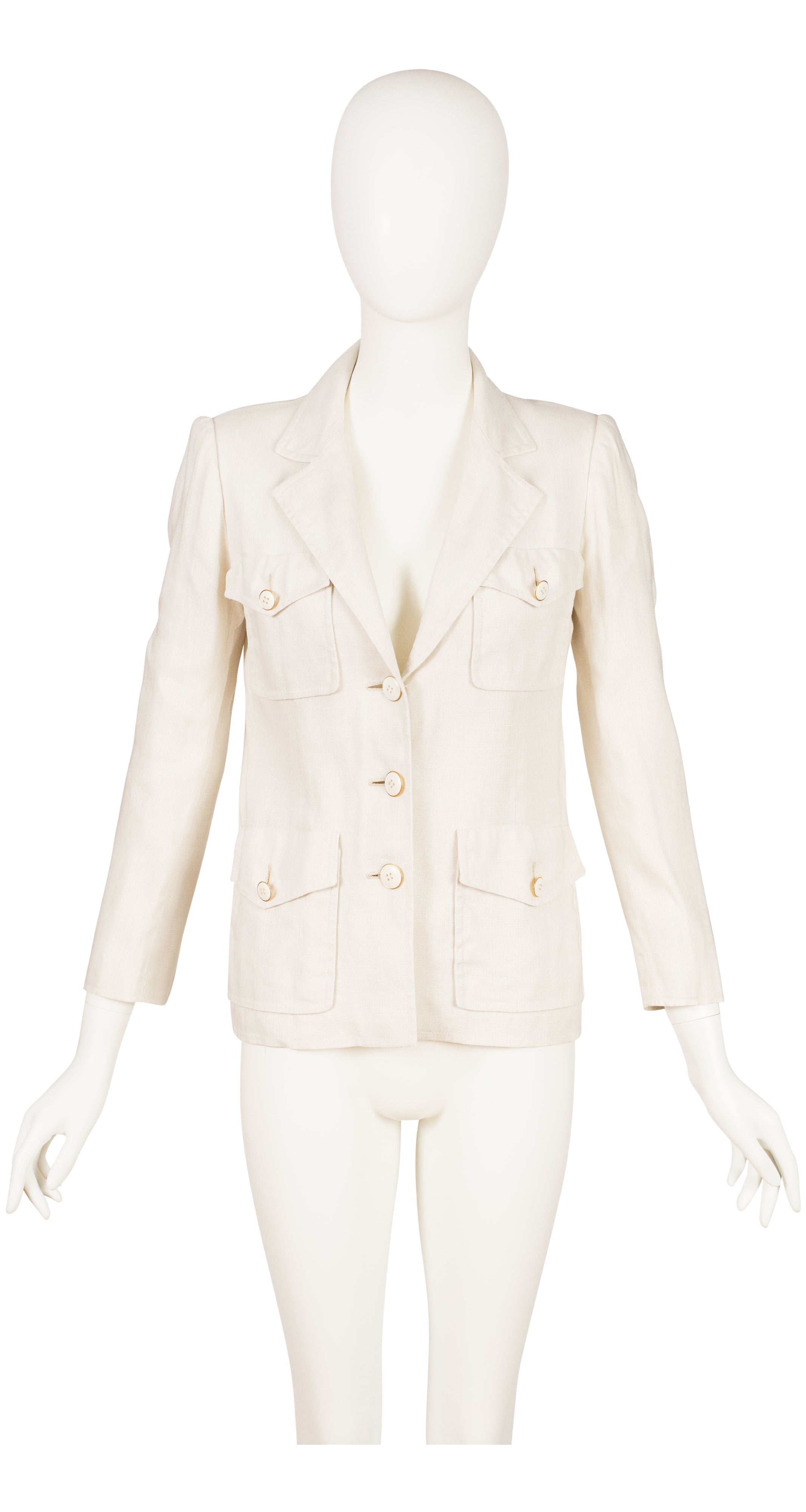 1973 S/S Documented White Linen Safari-Style Blazer