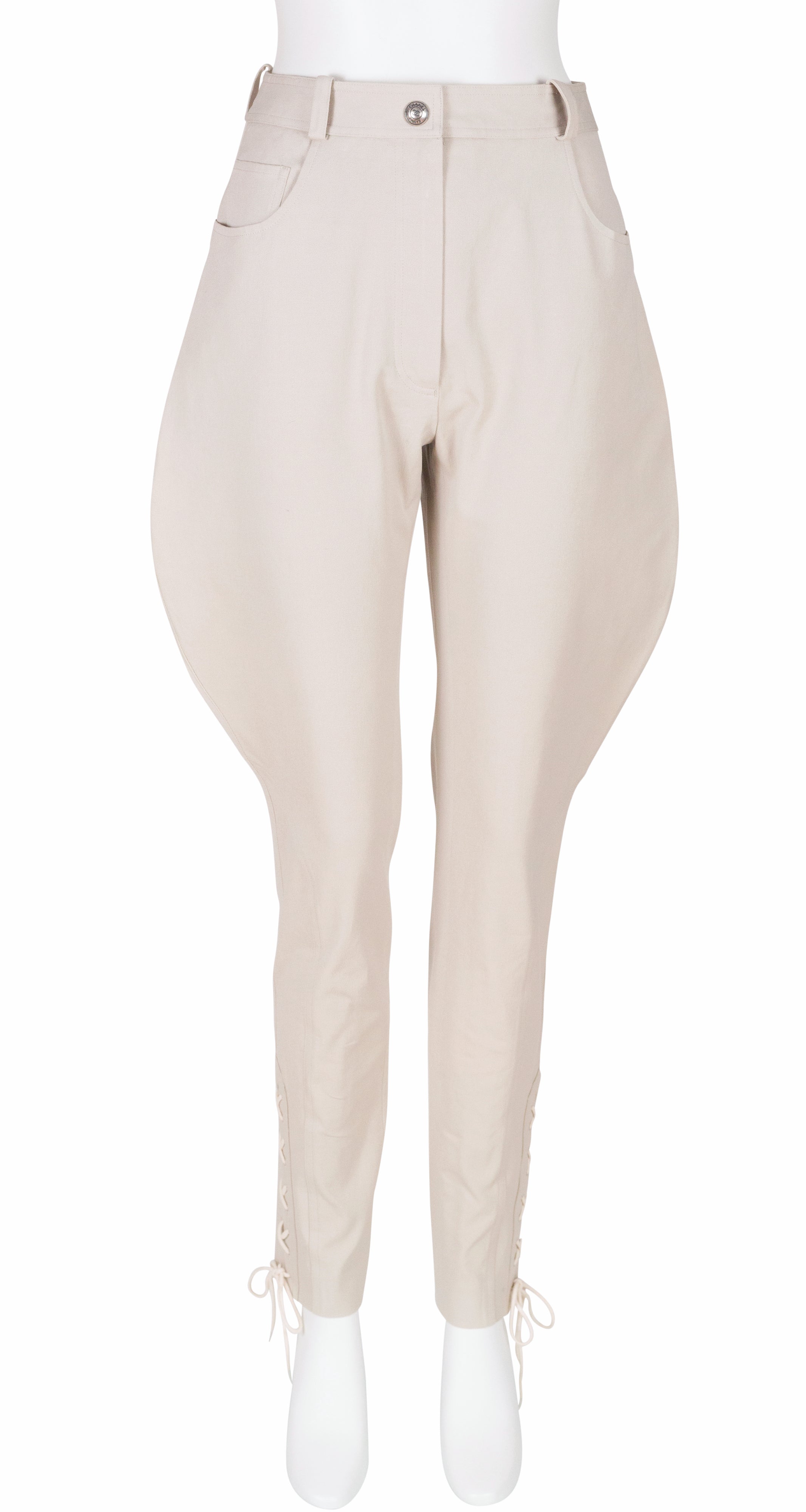 1997 S/S Ad Campaign Beige Cotton Lace-Up Jodhpur Riding Pants
