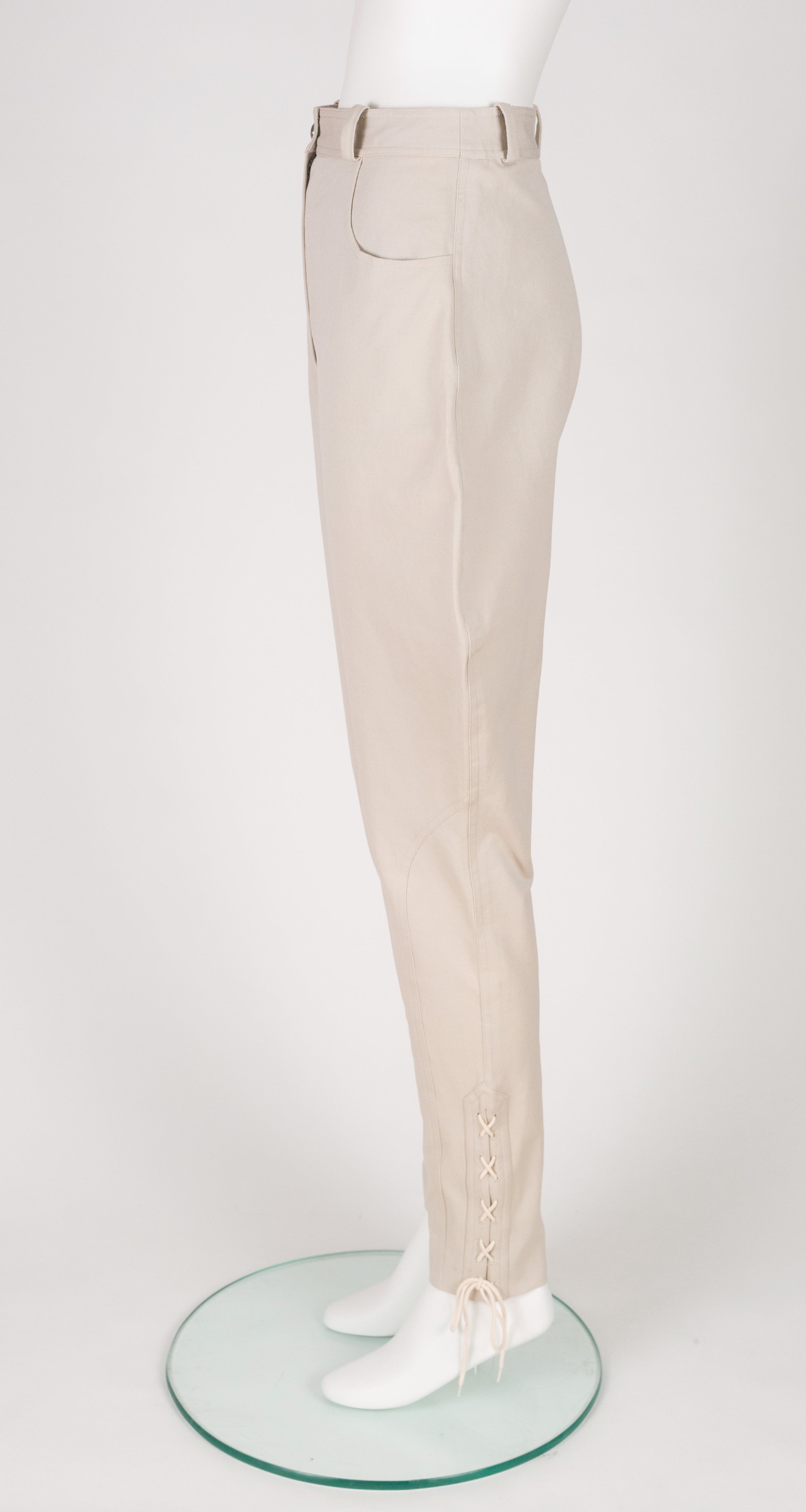1997 S/S Ad Campaign Beige Cotton Lace-Up Jodhpur Riding Pants