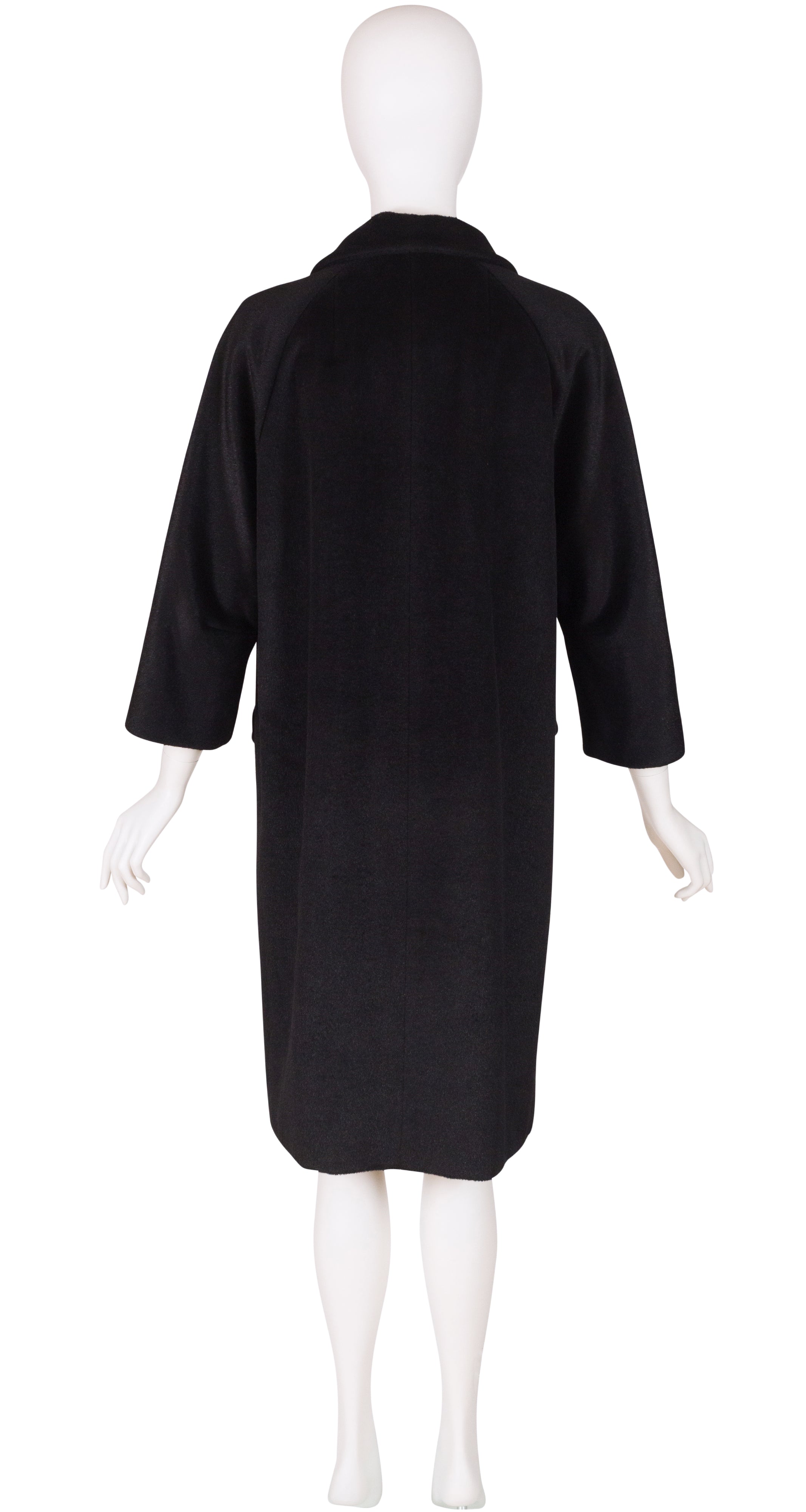 1950s Black Mohair Collared Cocoon Coat