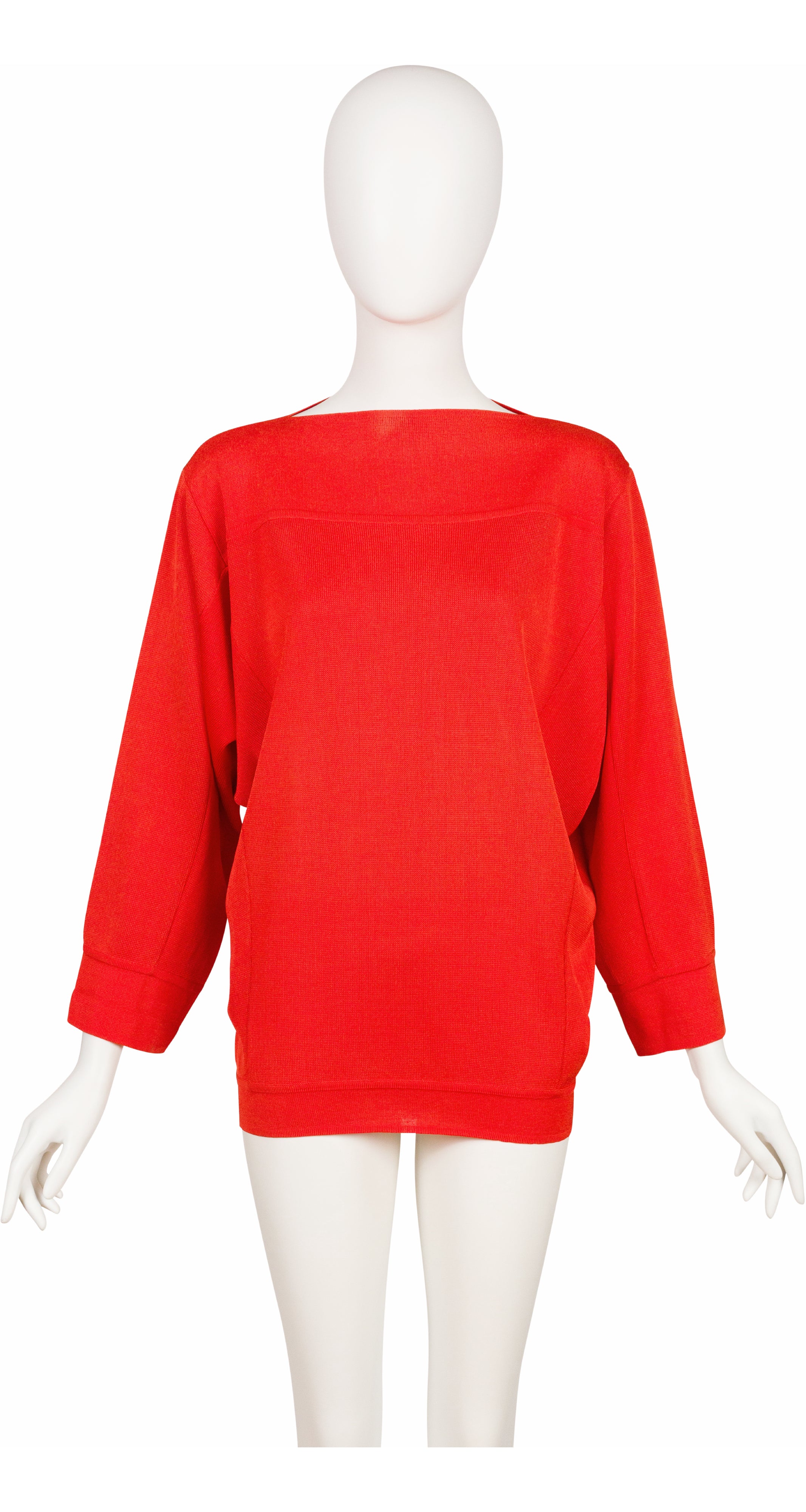 1980s Blood Orange Rayon Knit Dolman Sleeve Sweater