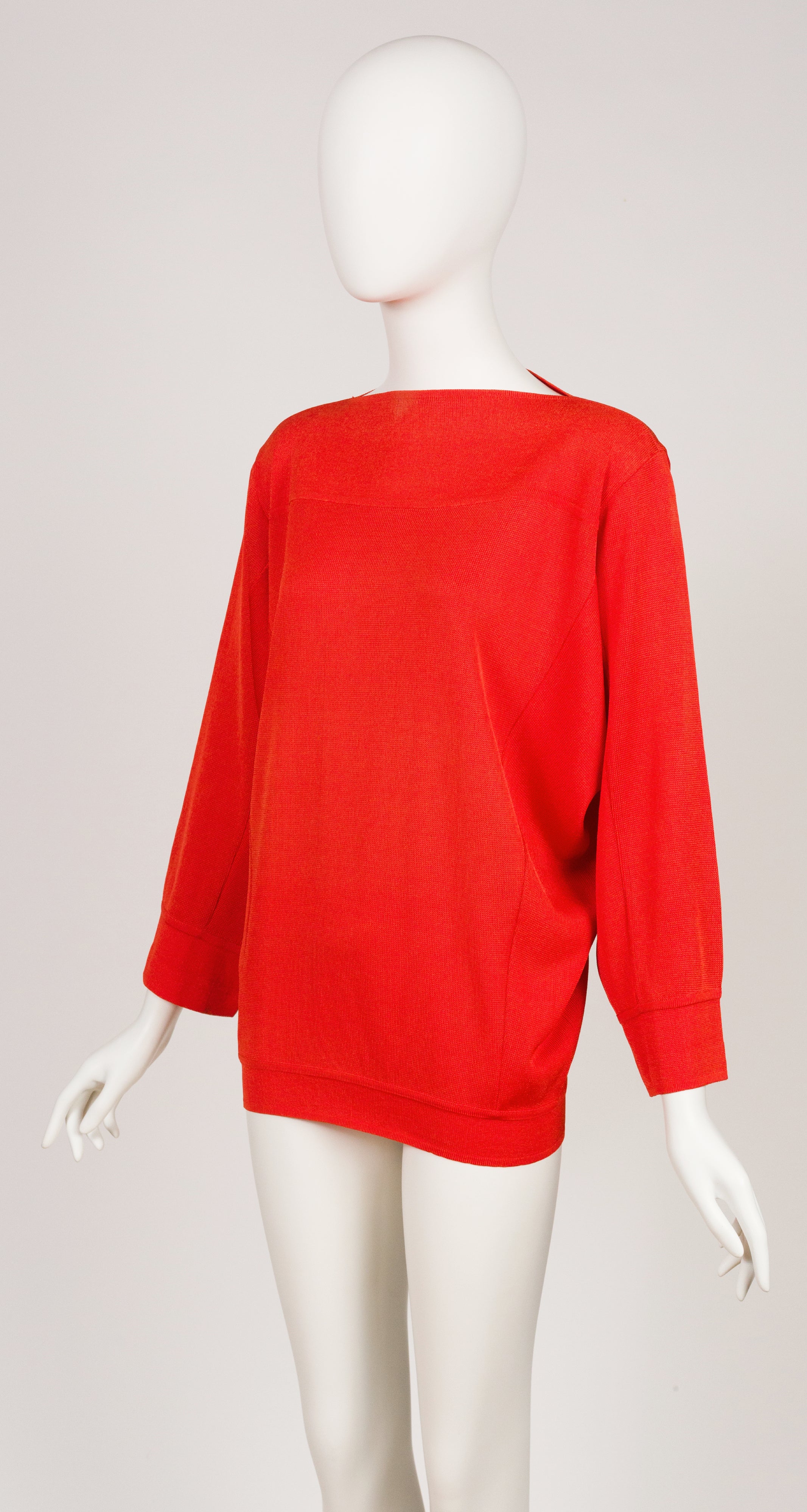 1980s Blood Orange Rayon Knit Dolman Sleeve Sweater