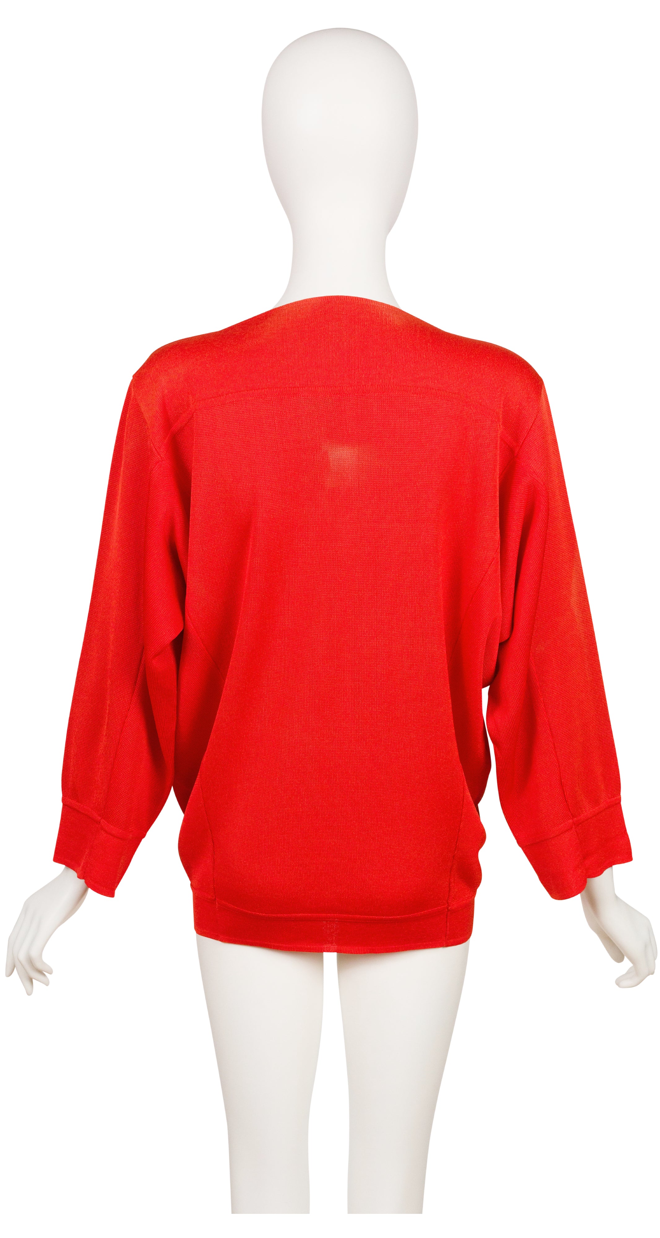 1980s Blood Orange Rayon Knit Dolman Sleeve Sweater