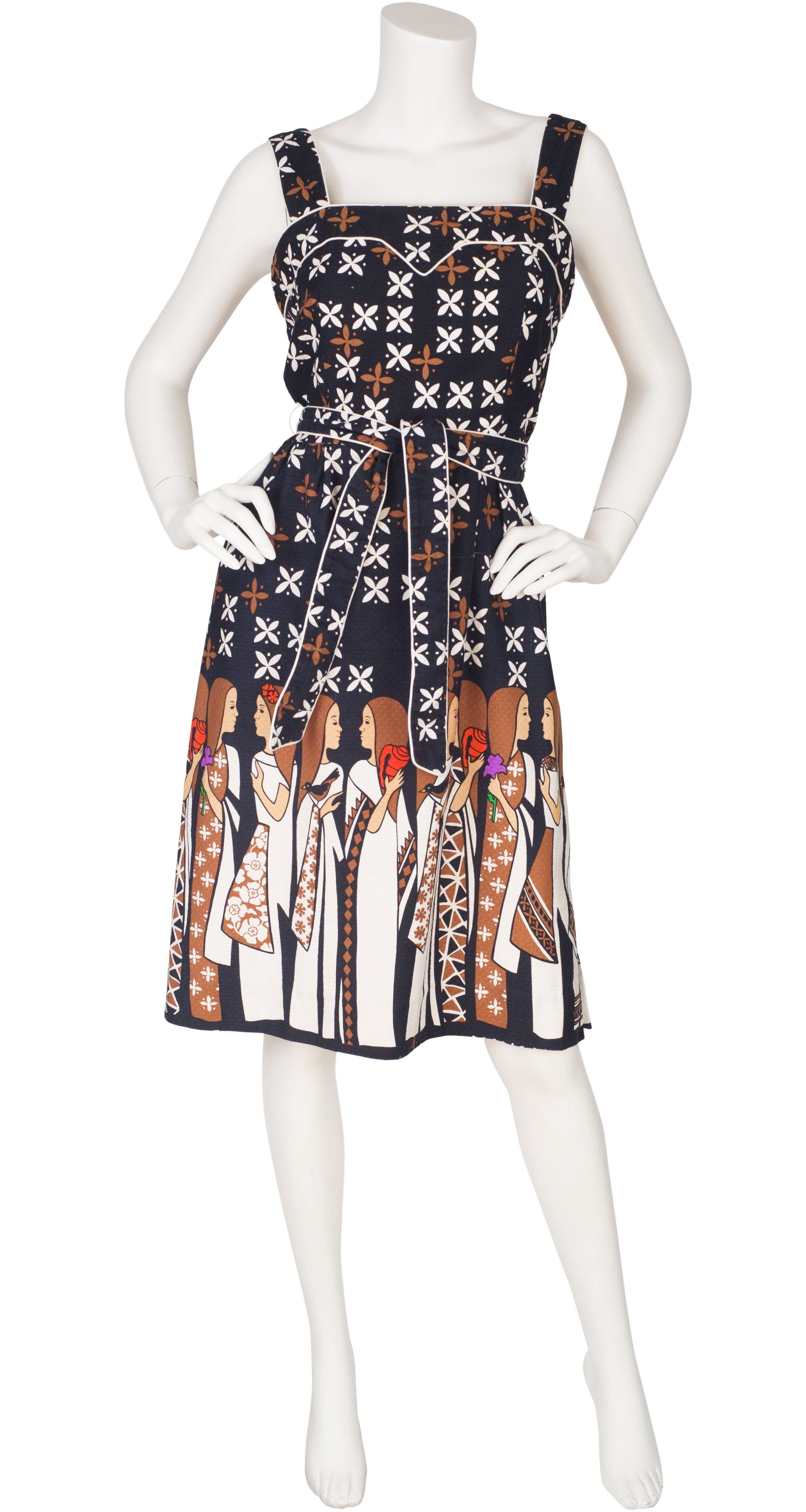 1970s Figural Novelty Print Cotton Sundress