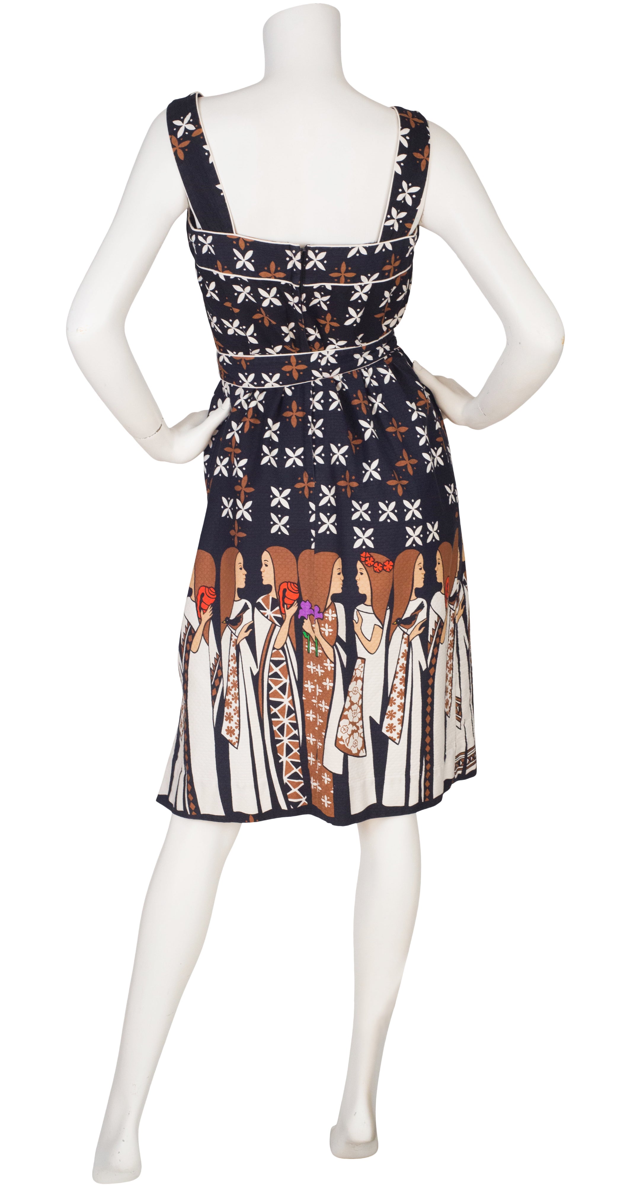 1970s Figural Novelty Print Cotton Sundress