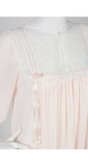 1980s NWT Peach & White Lace Balloon Sleeve Nightgown