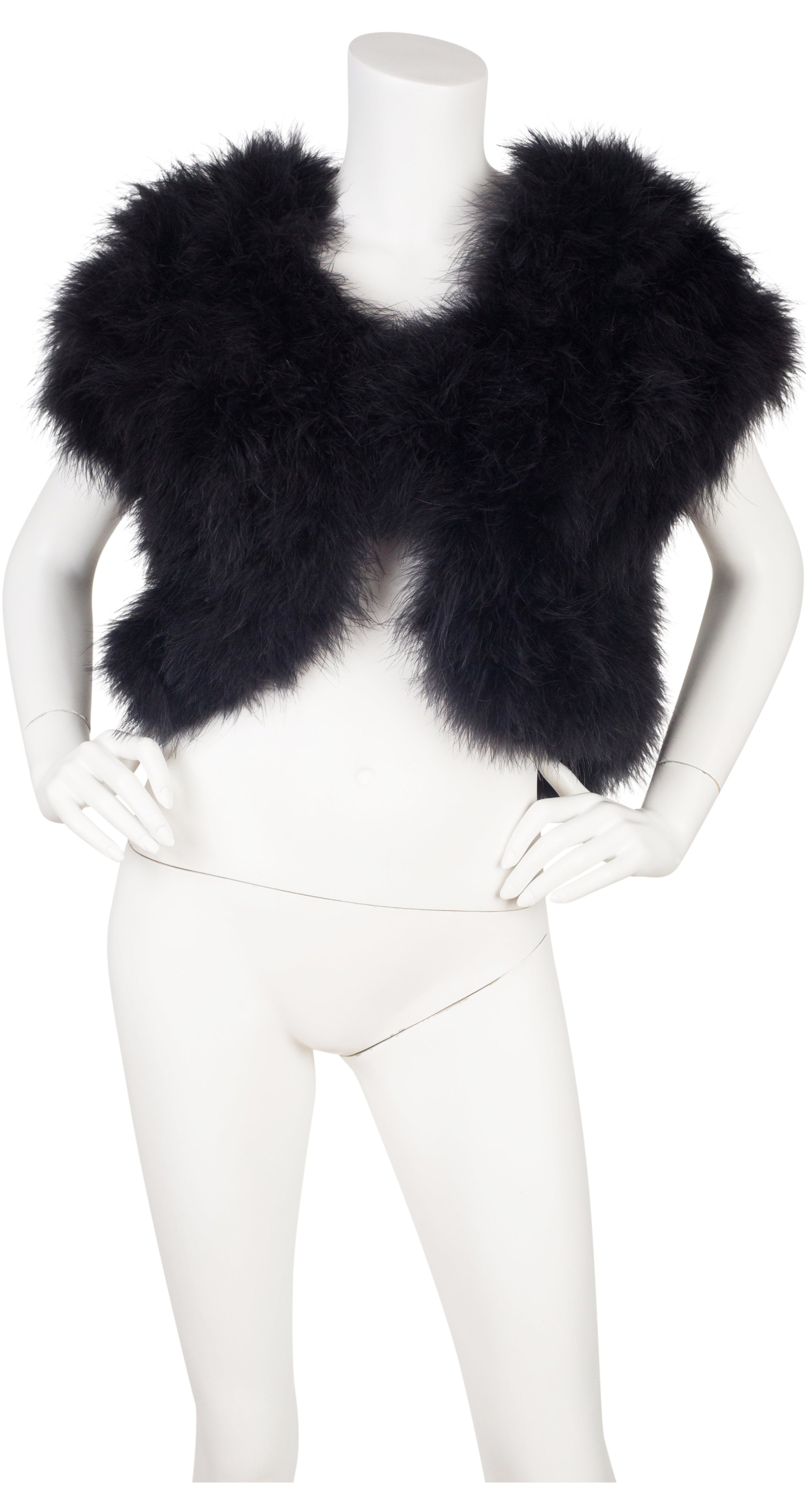 1990s Black Marabou Feather Bolero