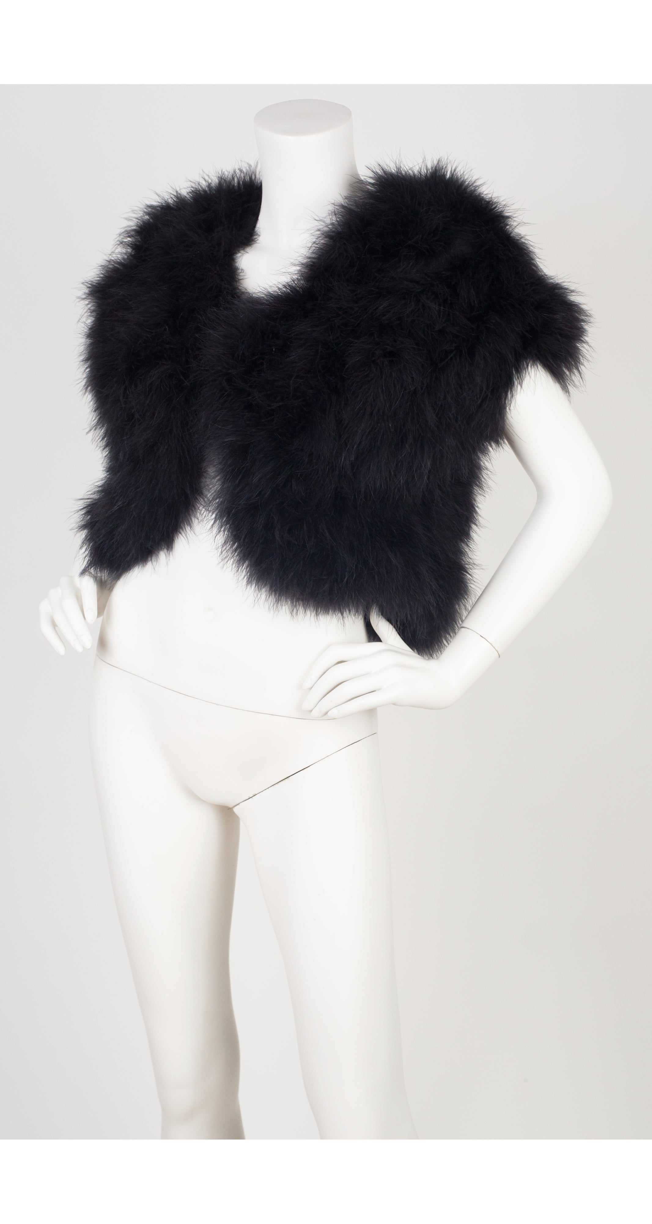 1990s Black Marabou Feather Bolero