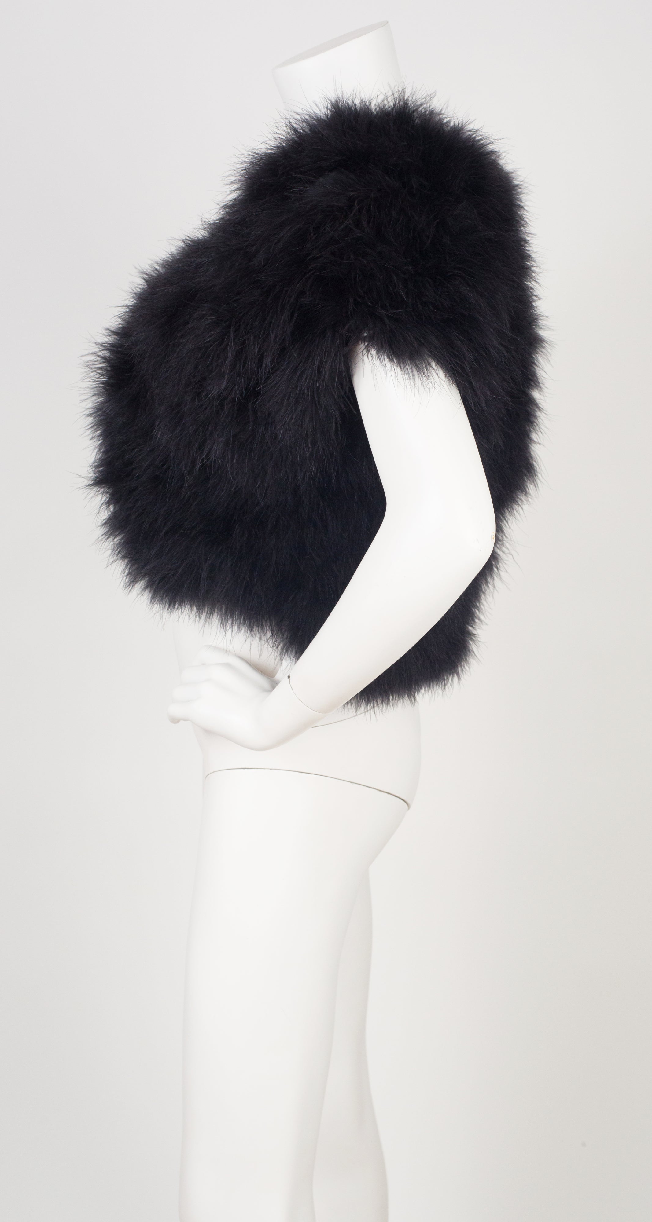 1990s Black Marabou Feather Bolero