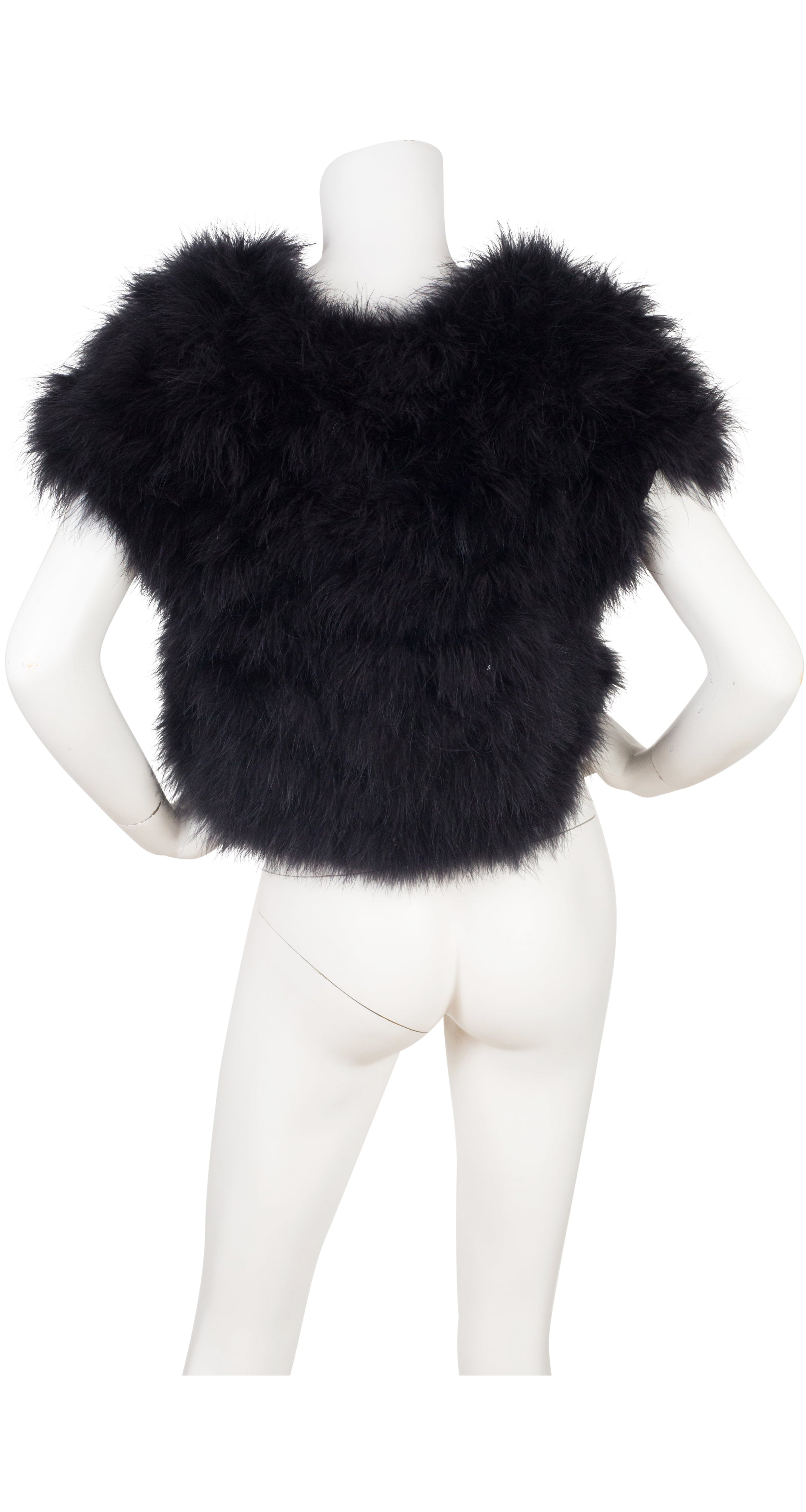 1990s Black Marabou Feather Bolero